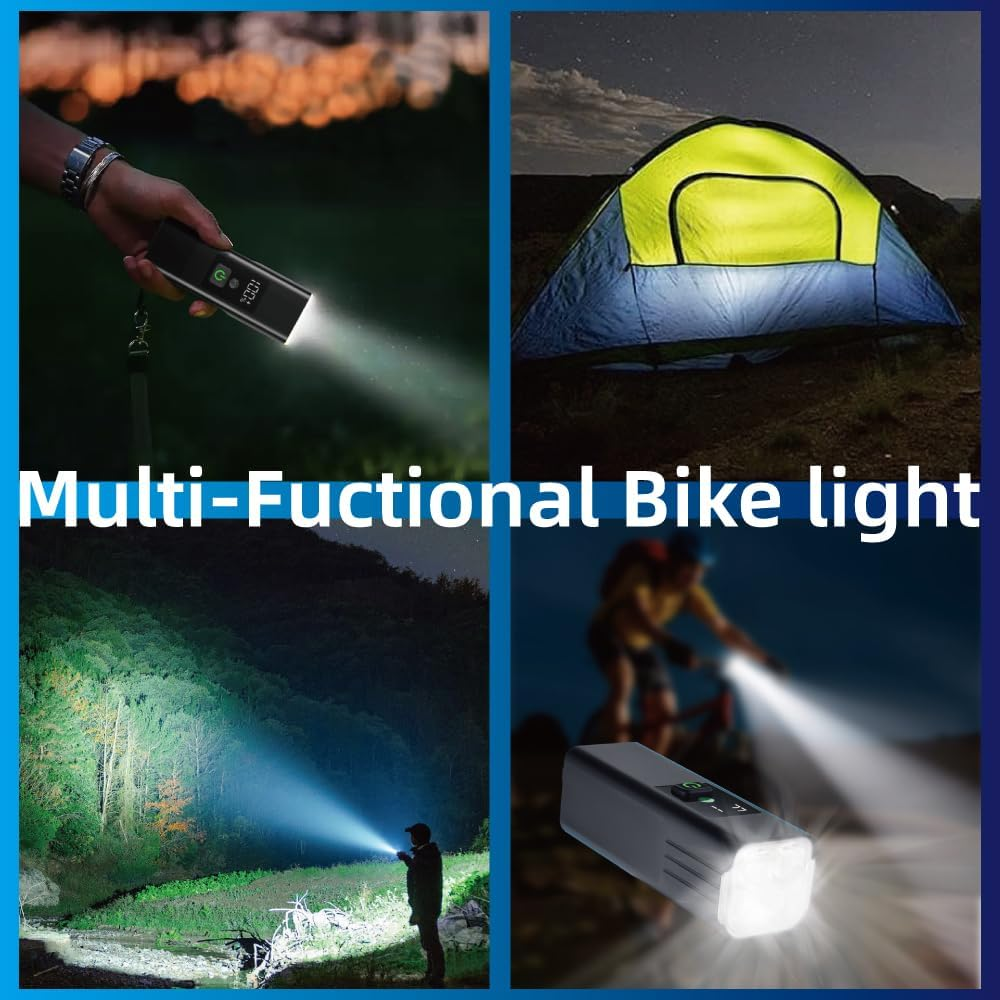USB Rechargeable Bike Light 1800 Lumens - 4000mAh Battery with Power Bank, 5 Light Modes, Waterproof Bicycle Headlight for Road & Mountain Cycling