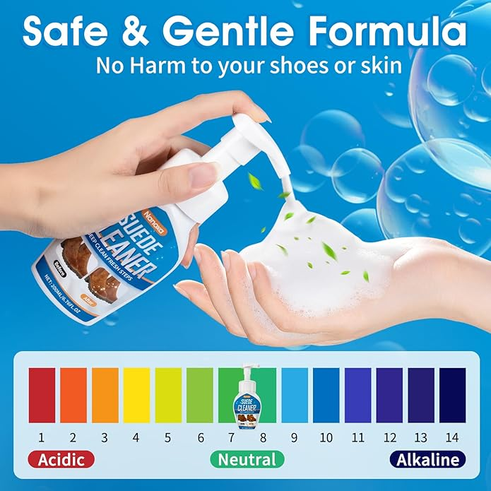 Suede & Nubuck Shoe Cleaner Kit - Professional No-Rinse Foam with Brush & Microfiber Towel | Restores Sneakers, Boots & Leather Footwear