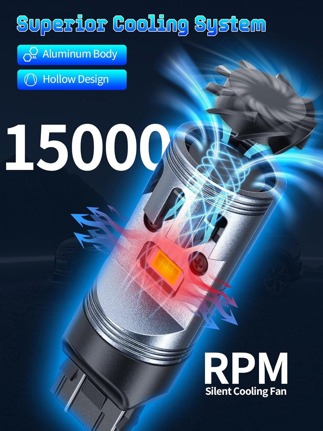 7440 LED Bulbs 2-Pack - 7443 7441 7444 992 W21W Super Bright White for Brake, Turn Signal, Reverse & DRL | Multi-Function Automotive Lighting