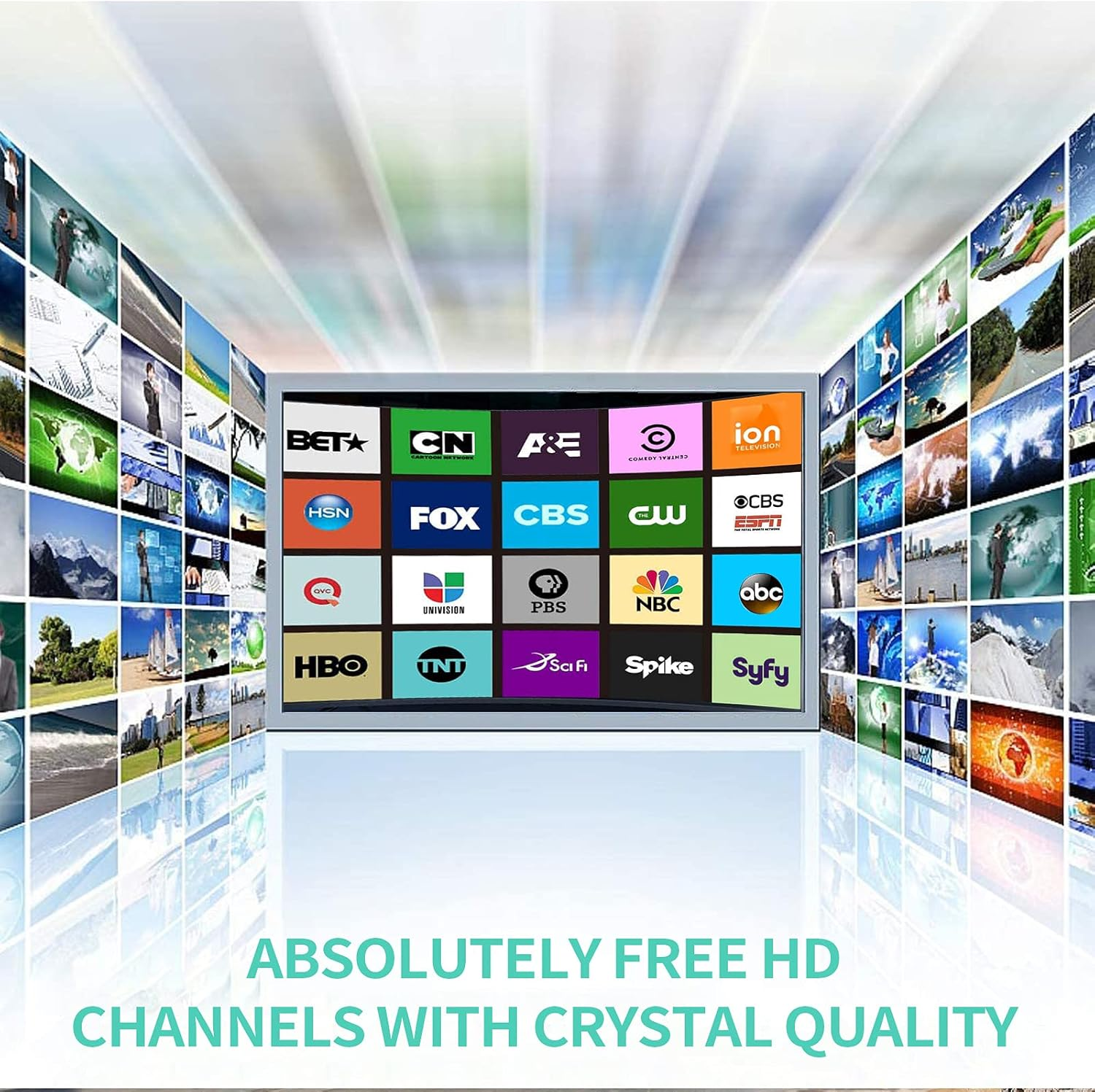 2025 Strongest TV Antenna 1600 Miles Range - 360° Indoor/Outdoor Digital HDTV Antenna for Smart TV & All Older TVs | Amplified Coax Cable