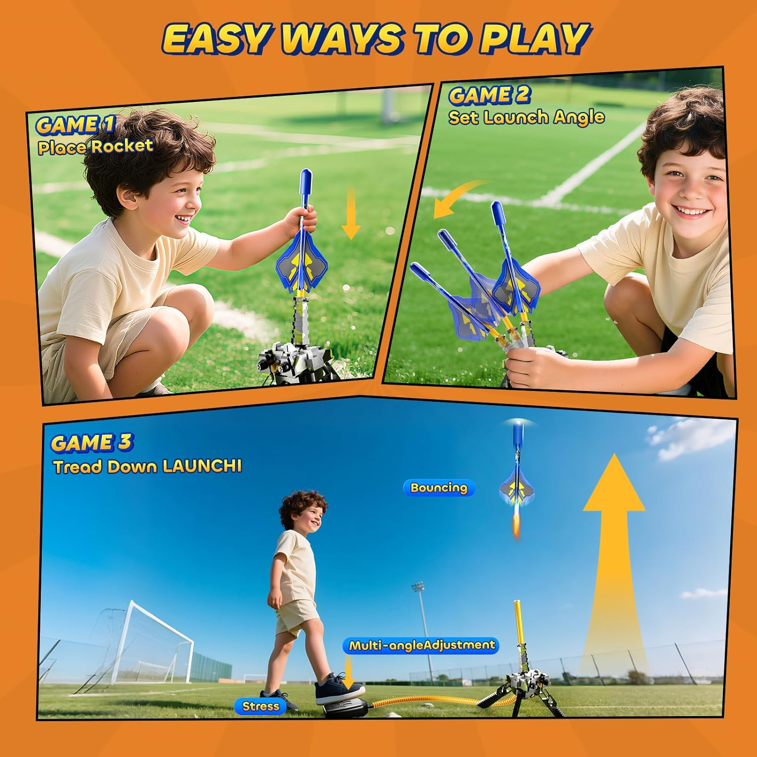 Rocket Launcher for Kids with 4 LED Airplane Rockets - Outdoor Toy Tank Launcher for Toddlers Ages 2-8 - Birthday Gift for Boys Girls