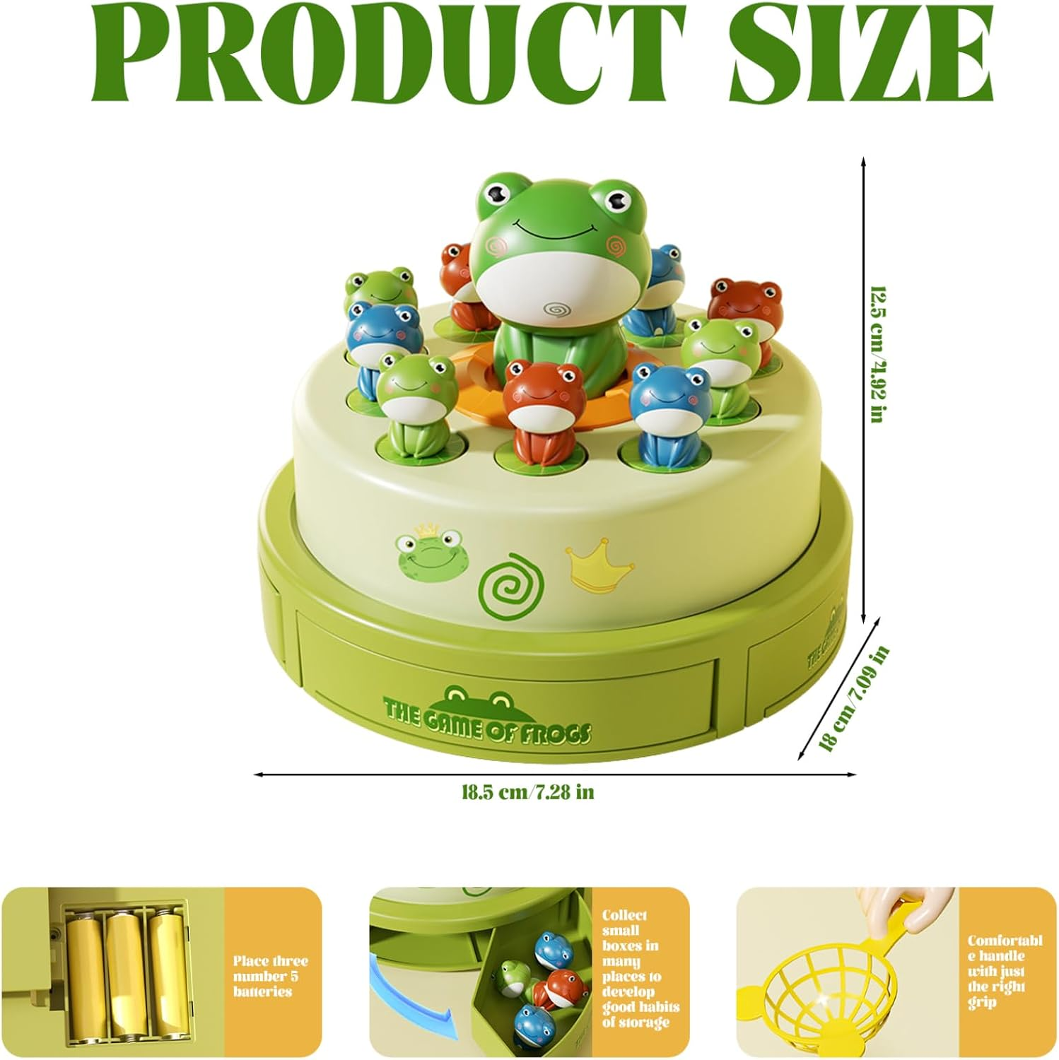 Toddler Board Games Bounce and Catch Frog Pop-Up Game - Light Music 3 Speed Settings - Parent-Child Developmental Learning Toy Ages 2-6