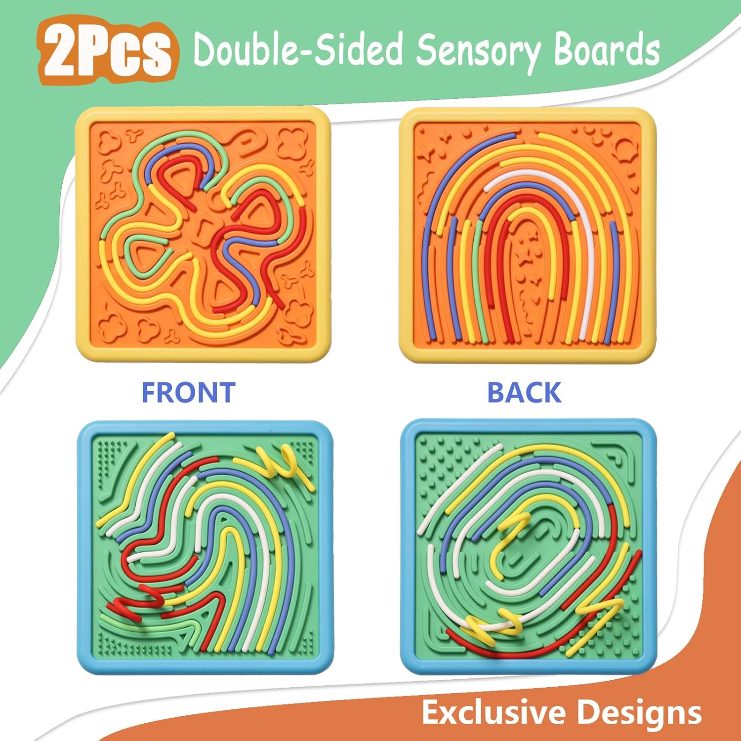 Sensory Activity Board for Kids & Adults - Double-Sided Fidget Board with 40 Strings for Stress Relief & ADHD