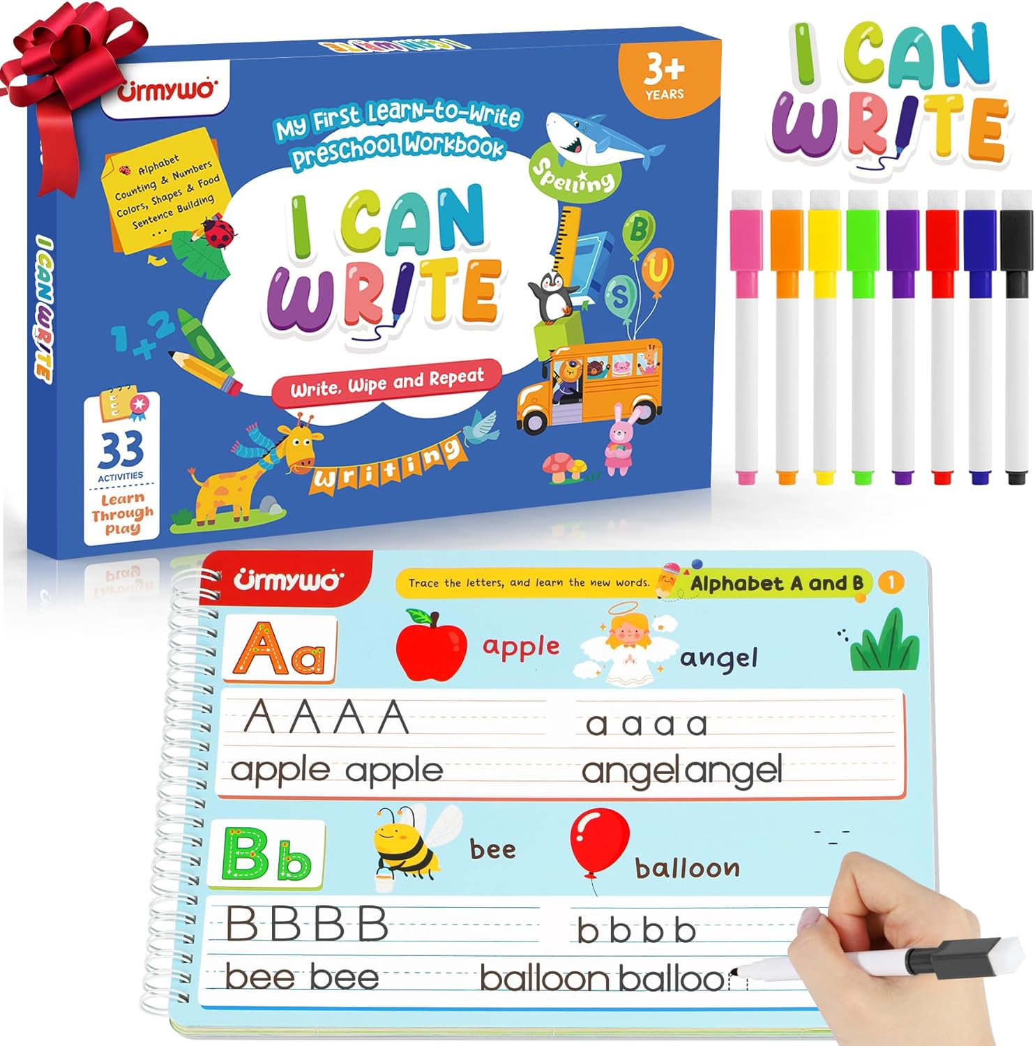Preschool Learning Activities Workbooks - Montessori Alphabet & Handwriting Practice for Ages 2-5