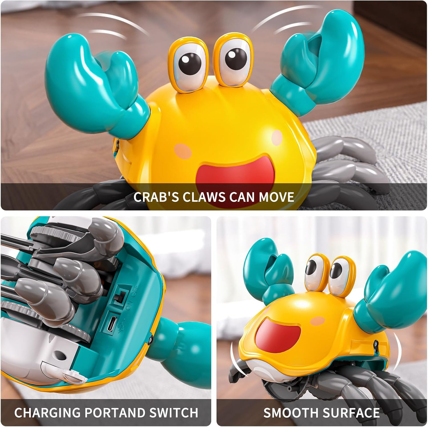 Crawling Crab Toy for 36-48 Months Baby Toys - Sensory Walking Musical Toys, Infant Toys 36 Months, Walking Dancing Moving Crab with Obstacle