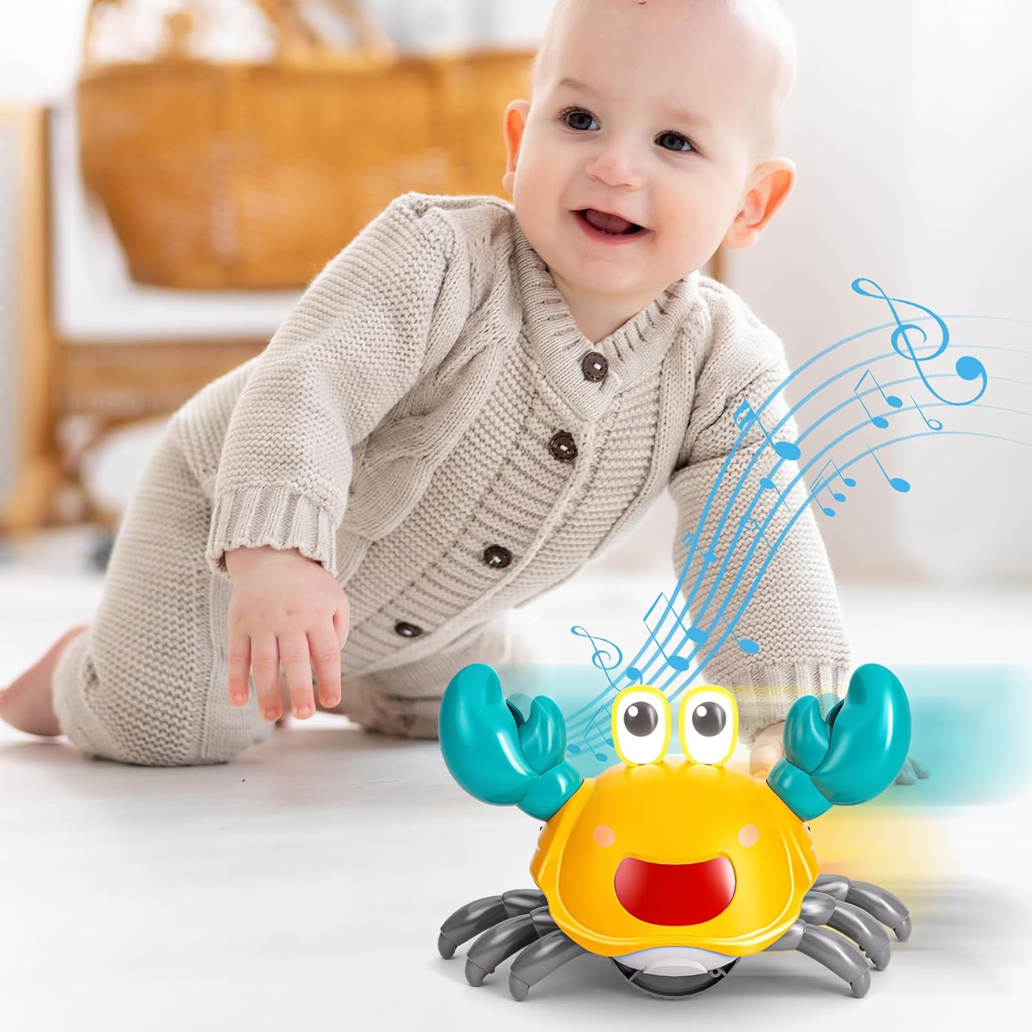 Crawling Crab Toy for 36-48 Months Baby Toys - Sensory Walking Musical Toys, Infant Toys 36 Months, Walking Dancing Moving Crab with Obstacle
