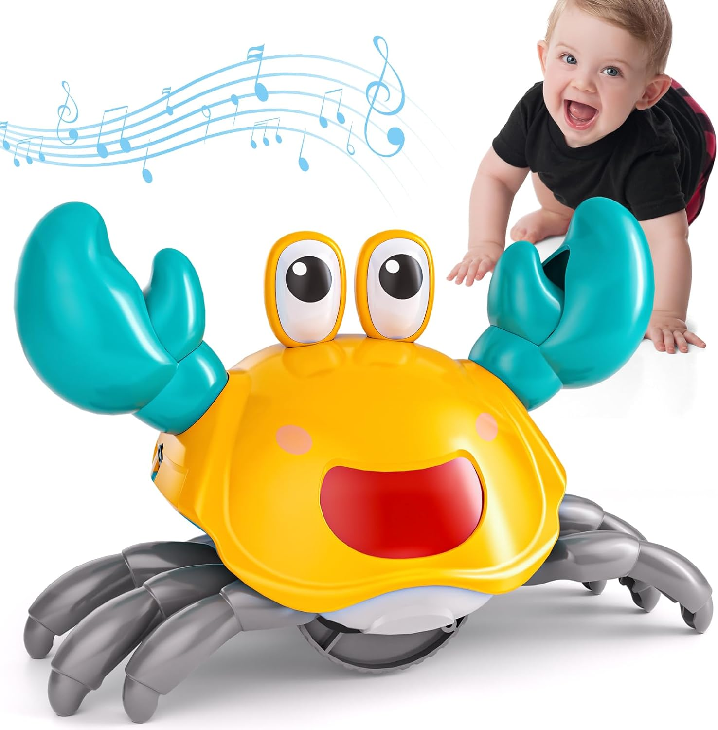 Crawling Crab Toy for 36-48 Months Baby Toys - Sensory Walking Musical Toys, Infant Toys 36 Months, Walking Dancing Moving Crab with Obstacle