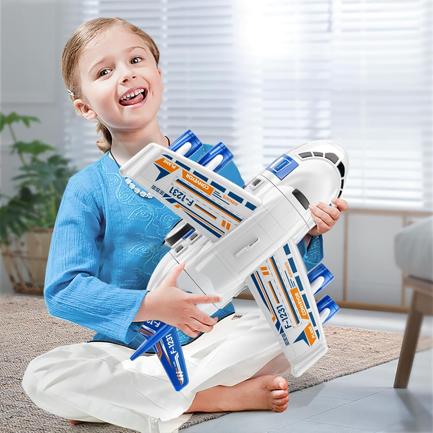 Airplane Toys for Toddlers 3-5 - Car Race Tracks for Kids Ages 4-8 with 8 Die-Cast Cars & Educational Play Set