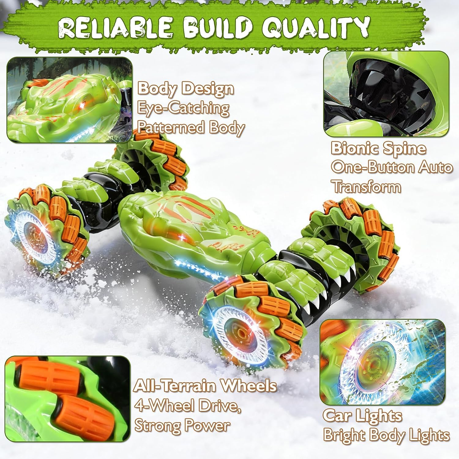 Gesture Sensing RC Stunt Car - 360° Rotating Remote Control Car for Kids Ages 6-14 with Hand Control & LED Lights