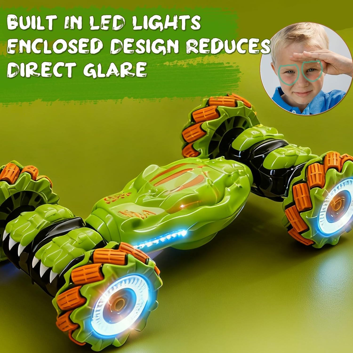 Gesture Sensing RC Stunt Car - 360° Rotating Remote Control Car for Kids Ages 6-14 with Hand Control & LED Lights