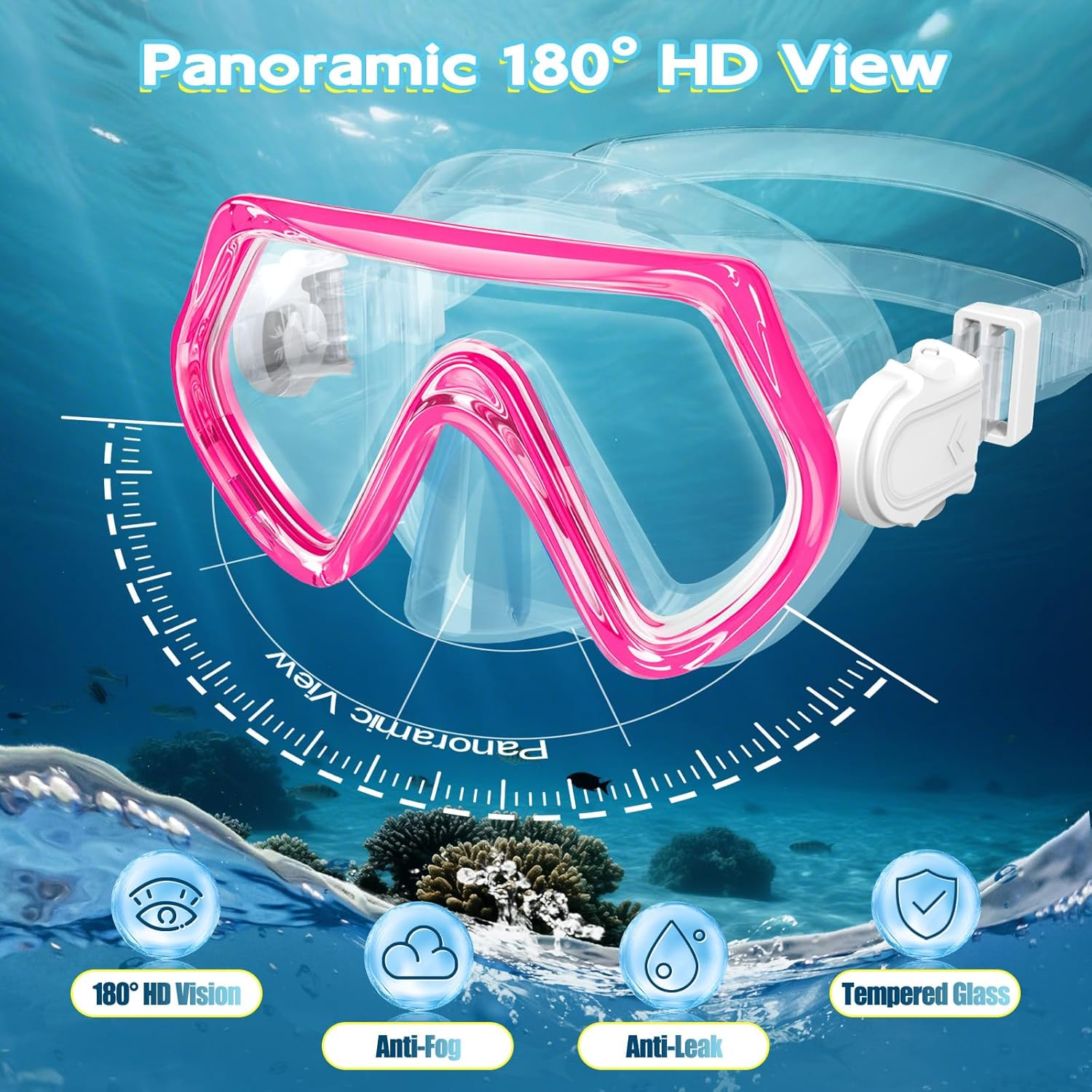 Kids Snorkel Set Ages 3-14 - Anti-Fog Diving Mask & Dry Top Snorkel Combo | Unisex Swimming Goggles for Beach & Pool
