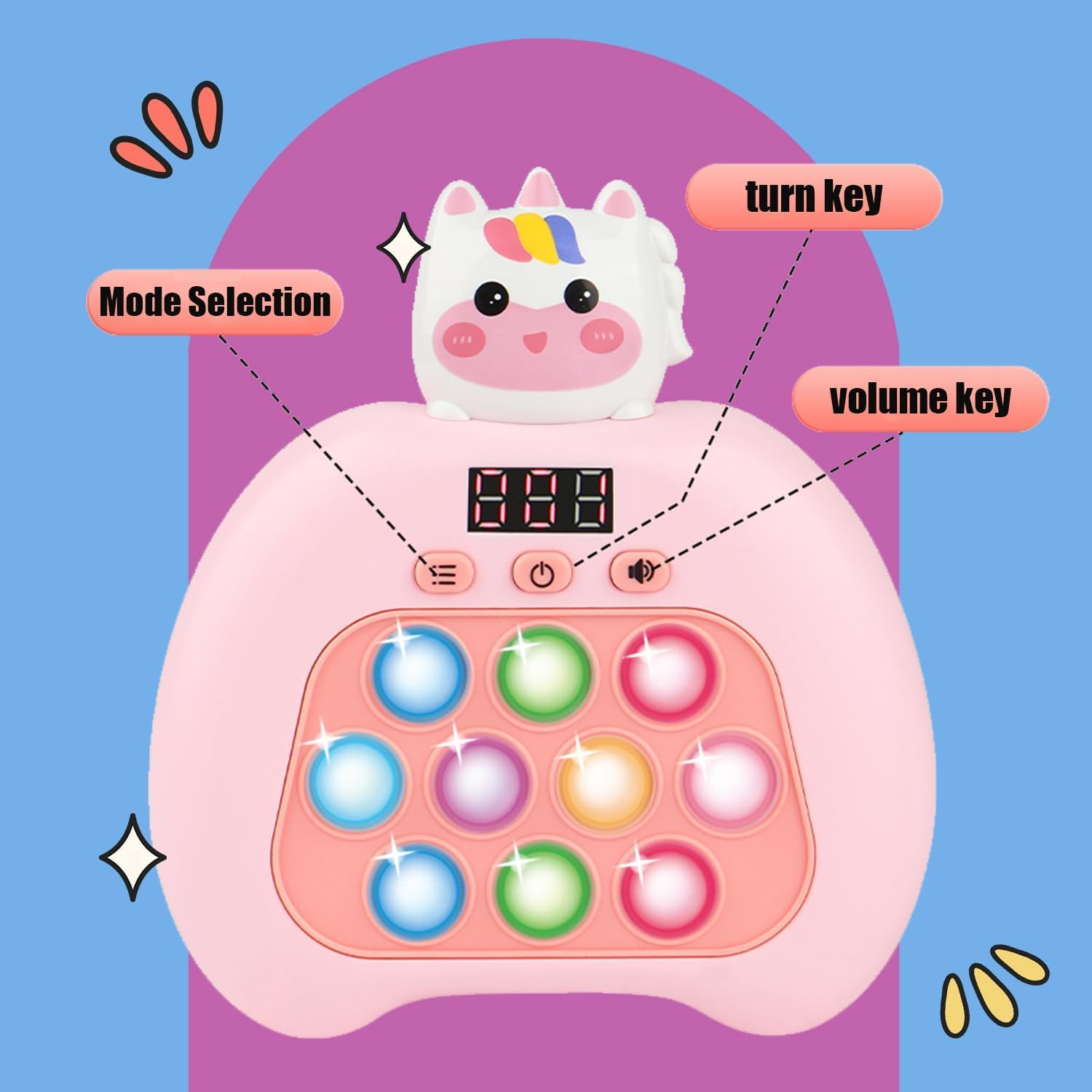 Fast Push Pop Fidget Toy - Handheld LED Puzzle Game for Kids Ages 3-12 | Multiplayer Sensory Battle Game for Boys & Girls