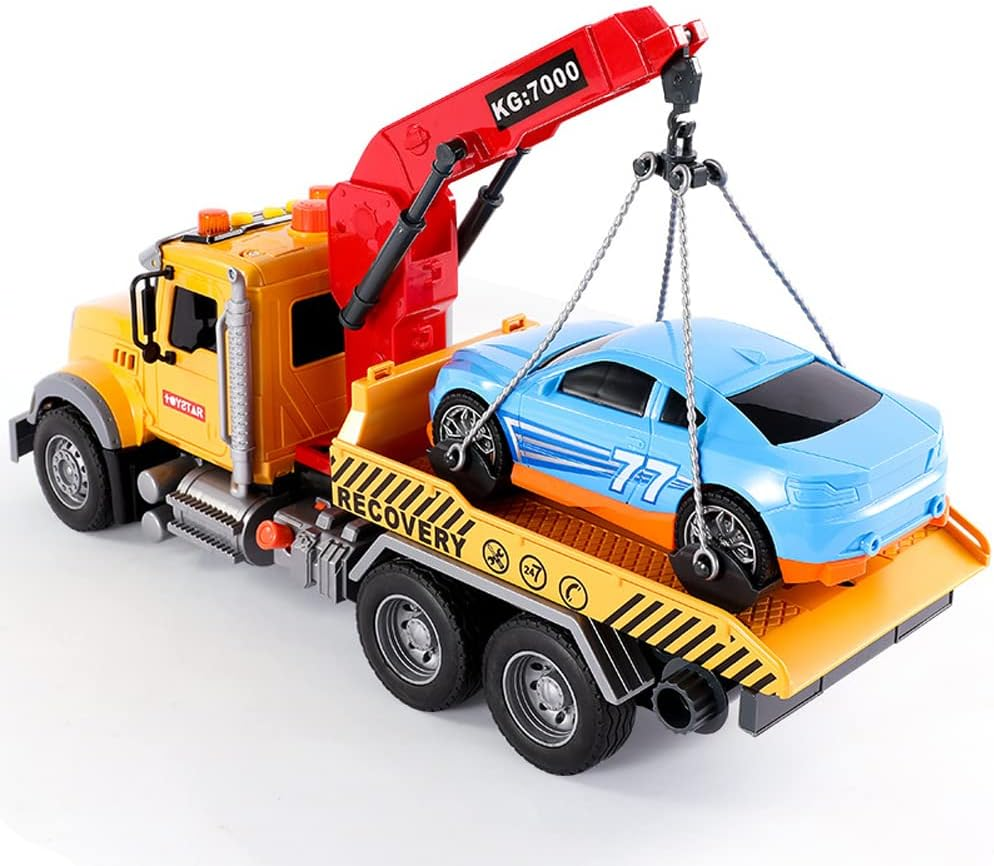 Rescue Tow Truck Toy Large 1/18 Scale - 15" Die-Cast Vehicle for Kids Ages 4+ | Realistic Towing Mechanics & Durable Construction