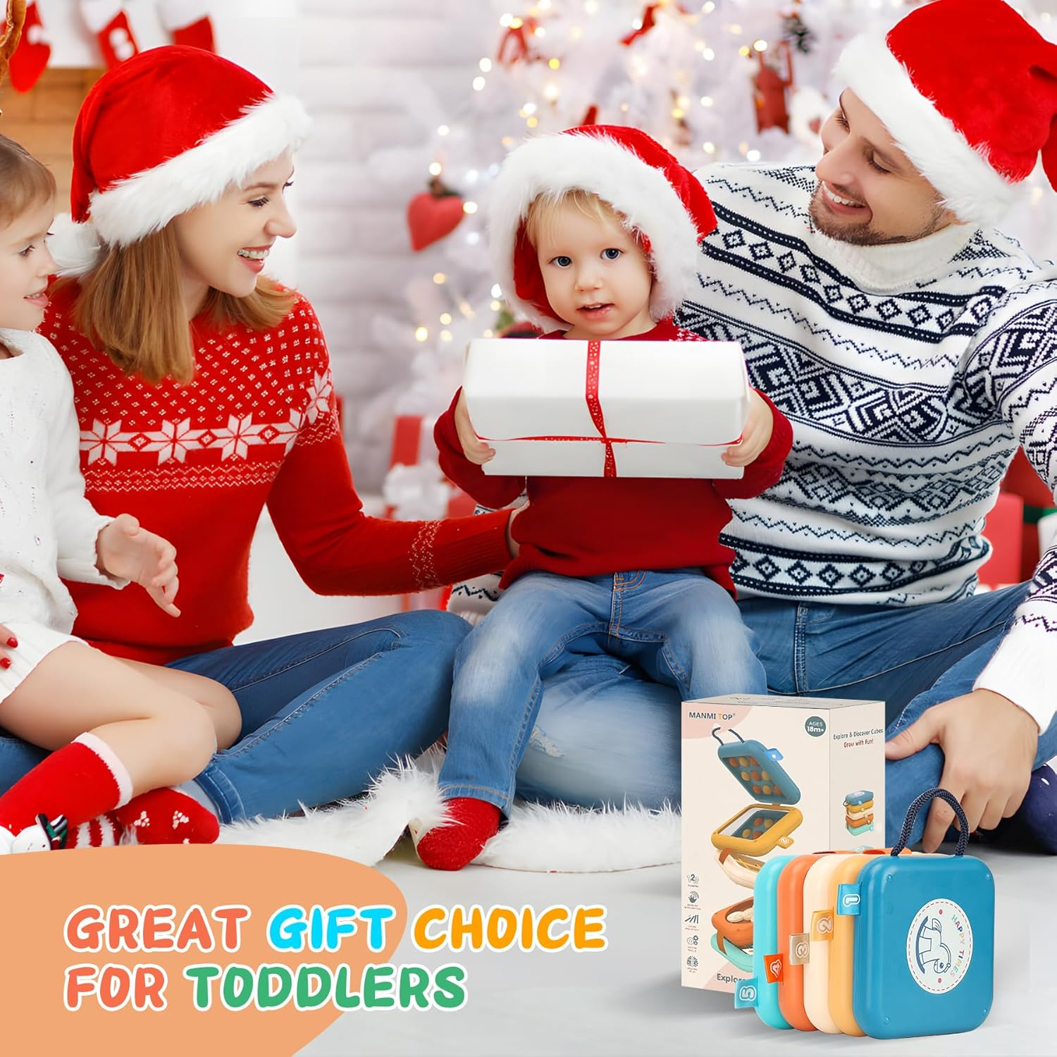 Montessori Busy Board for Toddlers Ages 1-3 - Travel Activity Cube with Zippers, Buttons & Latches | Sensory Learning Toy Gift