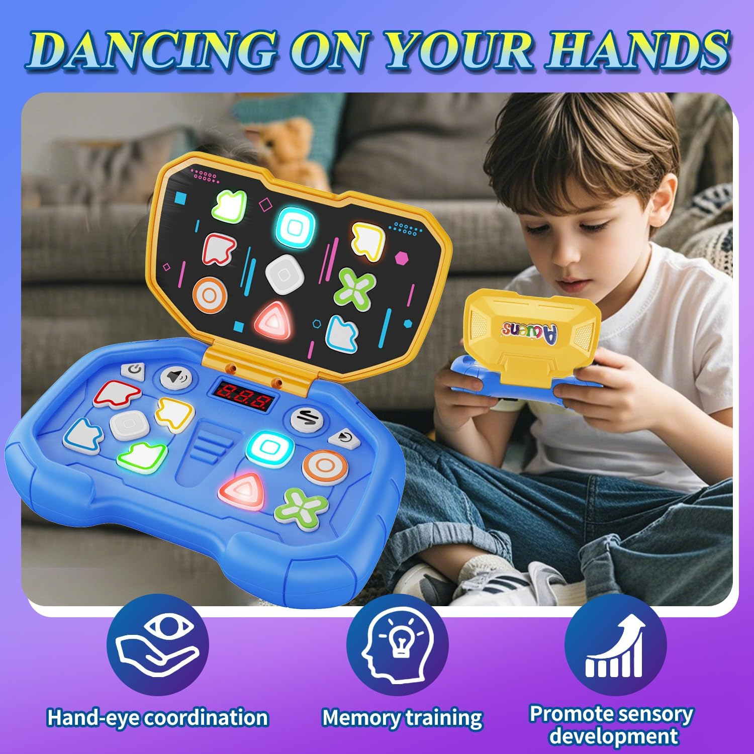 Handheld Dance Game,4 Mode,999 Level,Sensory Toys,Fast Puzzle Game,ADHD,Pop Fidget Toys for Kids Age 6-12,Birthday Gifts for Girls and Boys (Blue)