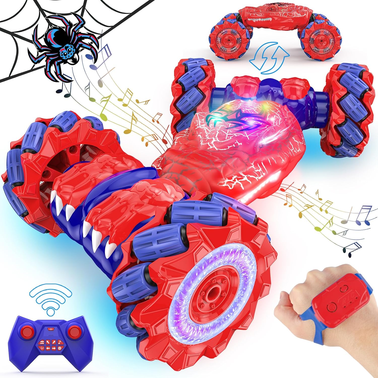 Gesture Sensing RC Stunt Car for Kids Ages 6-12 - Hand Controlled Remote Control Car with LED Lights & Music | Boys Birthday Gift