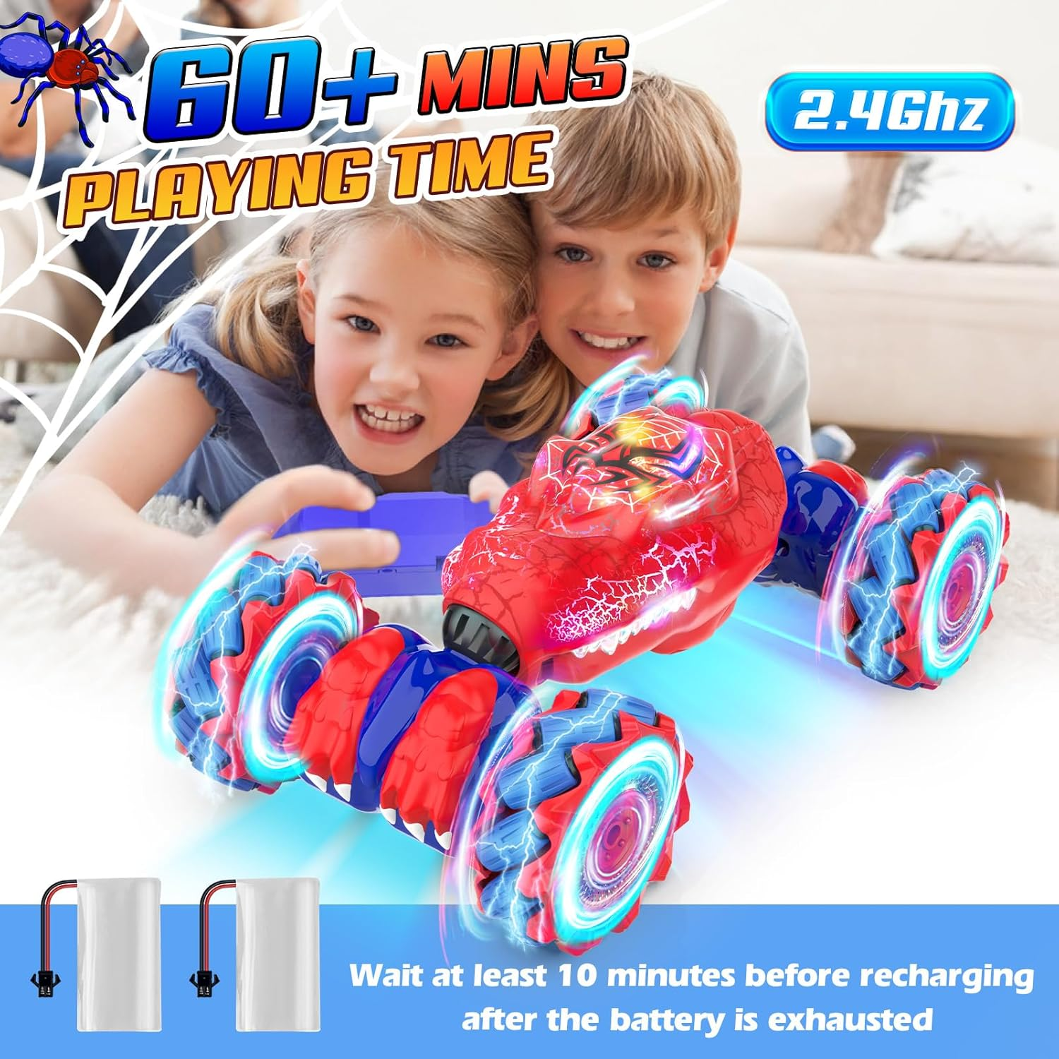 Gesture Sensing RC Stunt Car for Kids Ages 6-12 - Hand Controlled Remote Control Car with LED Lights & Music | Boys Birthday Gift