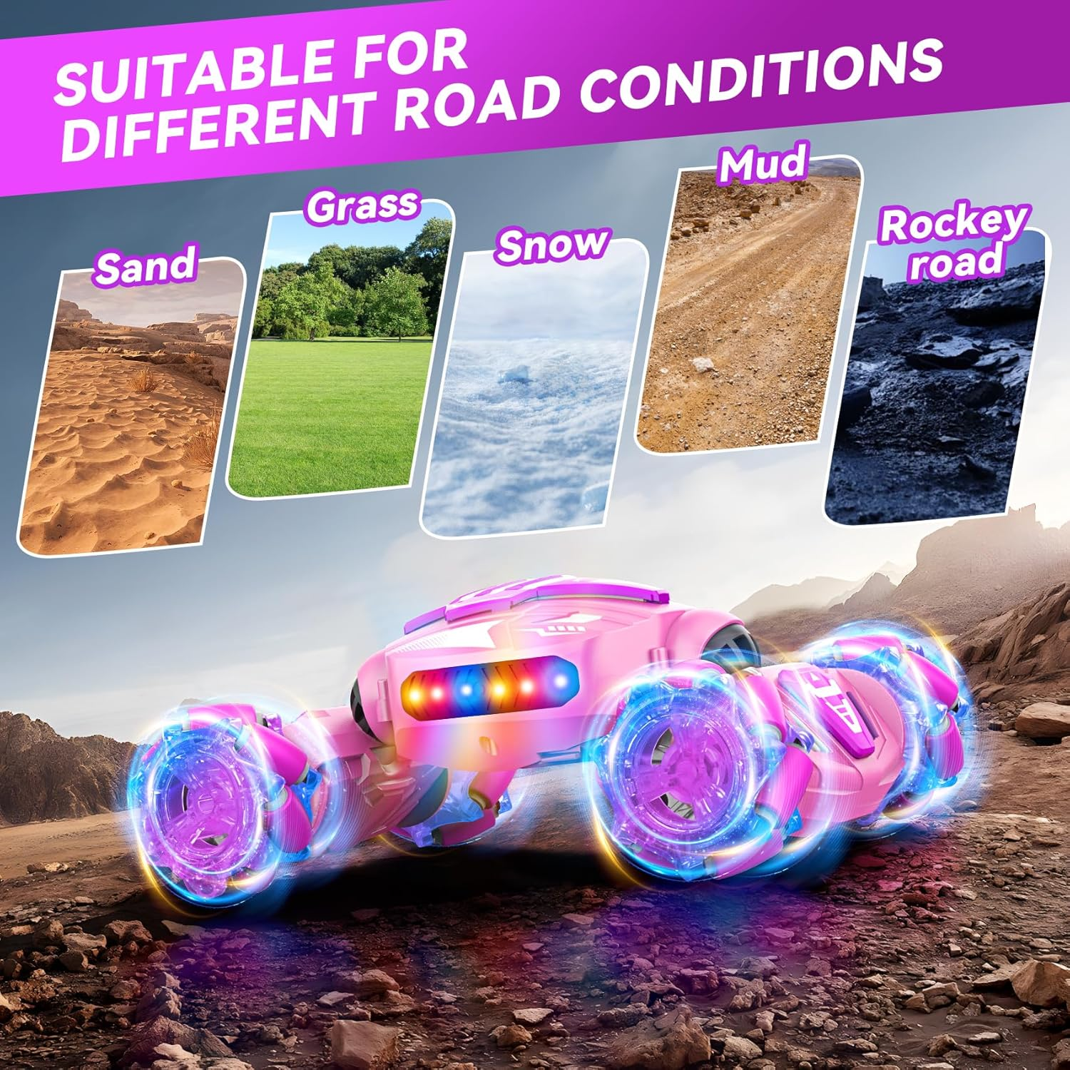 Gesture Sensing RC Stunt Car for Kids Ages 6-12 - Hand Controlled Remote Control Car with LED Lights & Music | Boys Birthday Gift