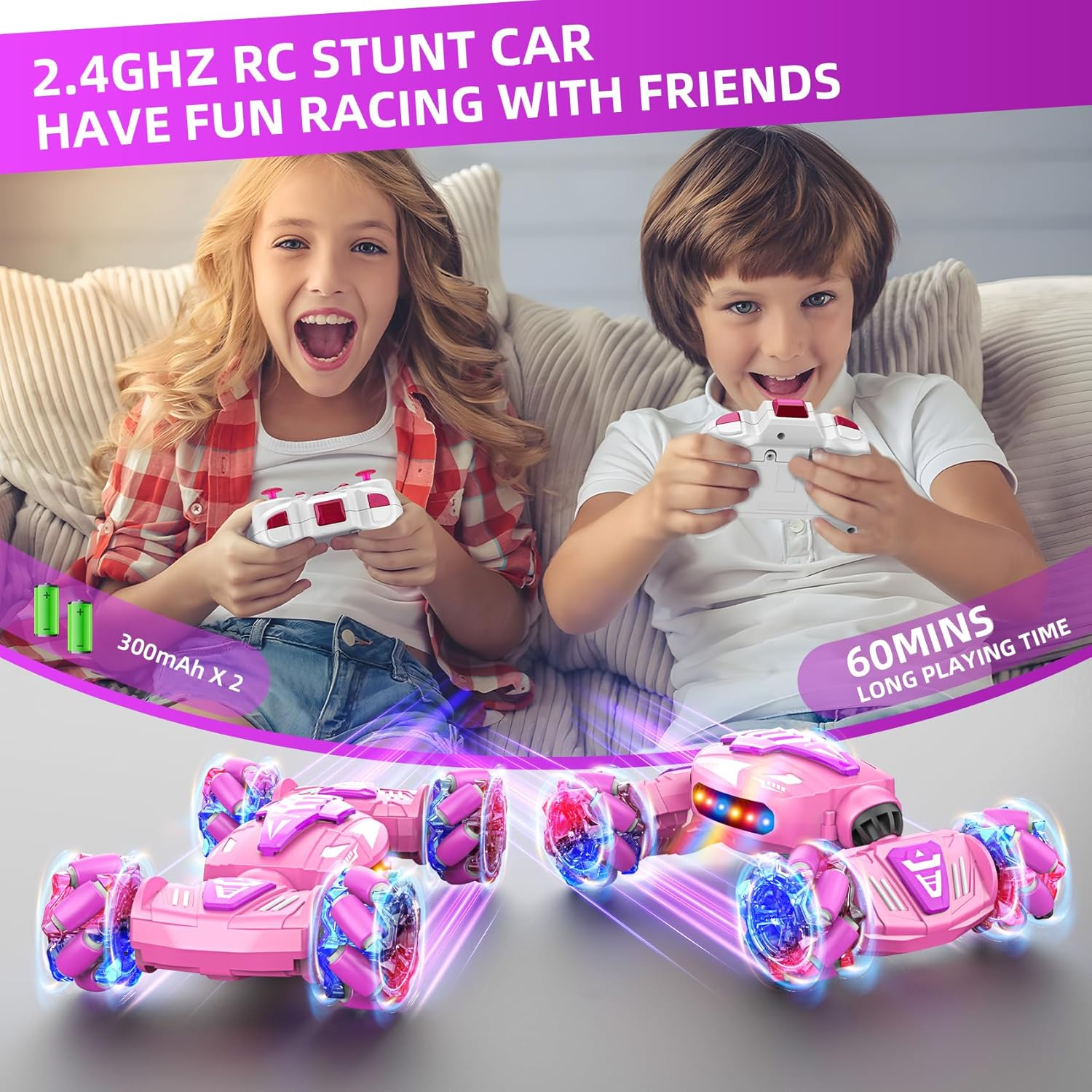 Gesture Sensing RC Stunt Car for Kids Ages 6-12 - Hand Controlled Remote Control Car with LED Lights & Music | Boys Birthday Gift