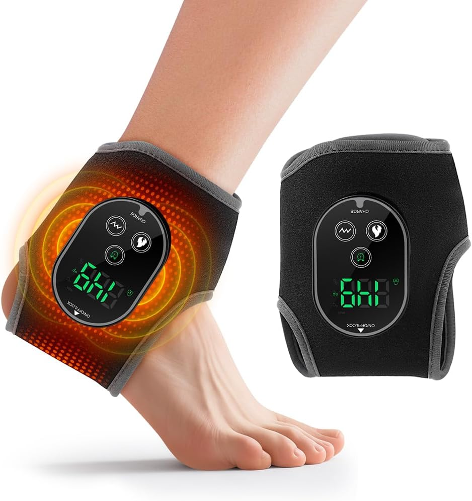 Foot Massager for Pain Relief with Heat - Heated Ankle Massager Wrap Brace | Therapeutic Foot Warmer for Circulation & Recovery