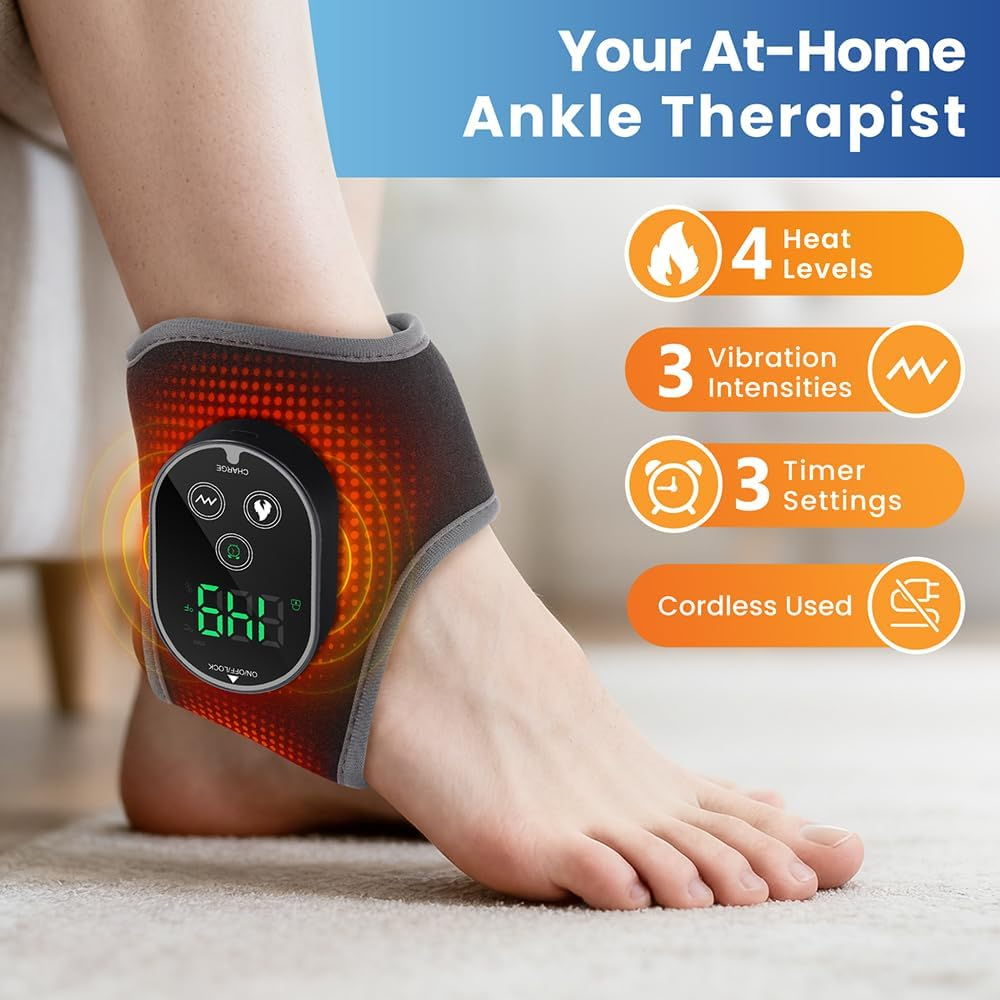 Foot Massager for Pain Relief with Heat - Heated Ankle Massager Wrap Brace | Therapeutic Foot Warmer for Circulation & Recovery