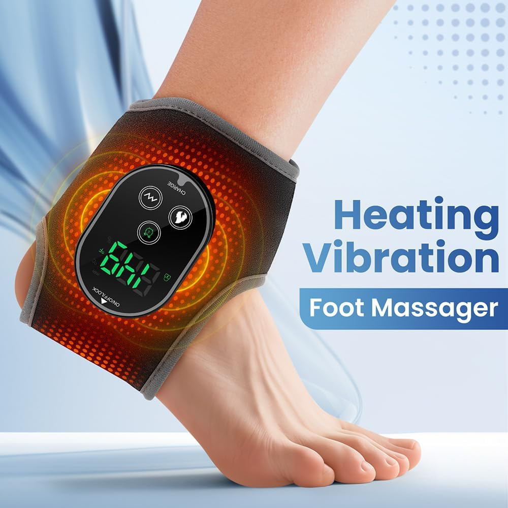 Foot Massager for Pain Relief with Heat - Heated Ankle Massager Wrap Brace | Therapeutic Foot Warmer for Circulation & Recovery