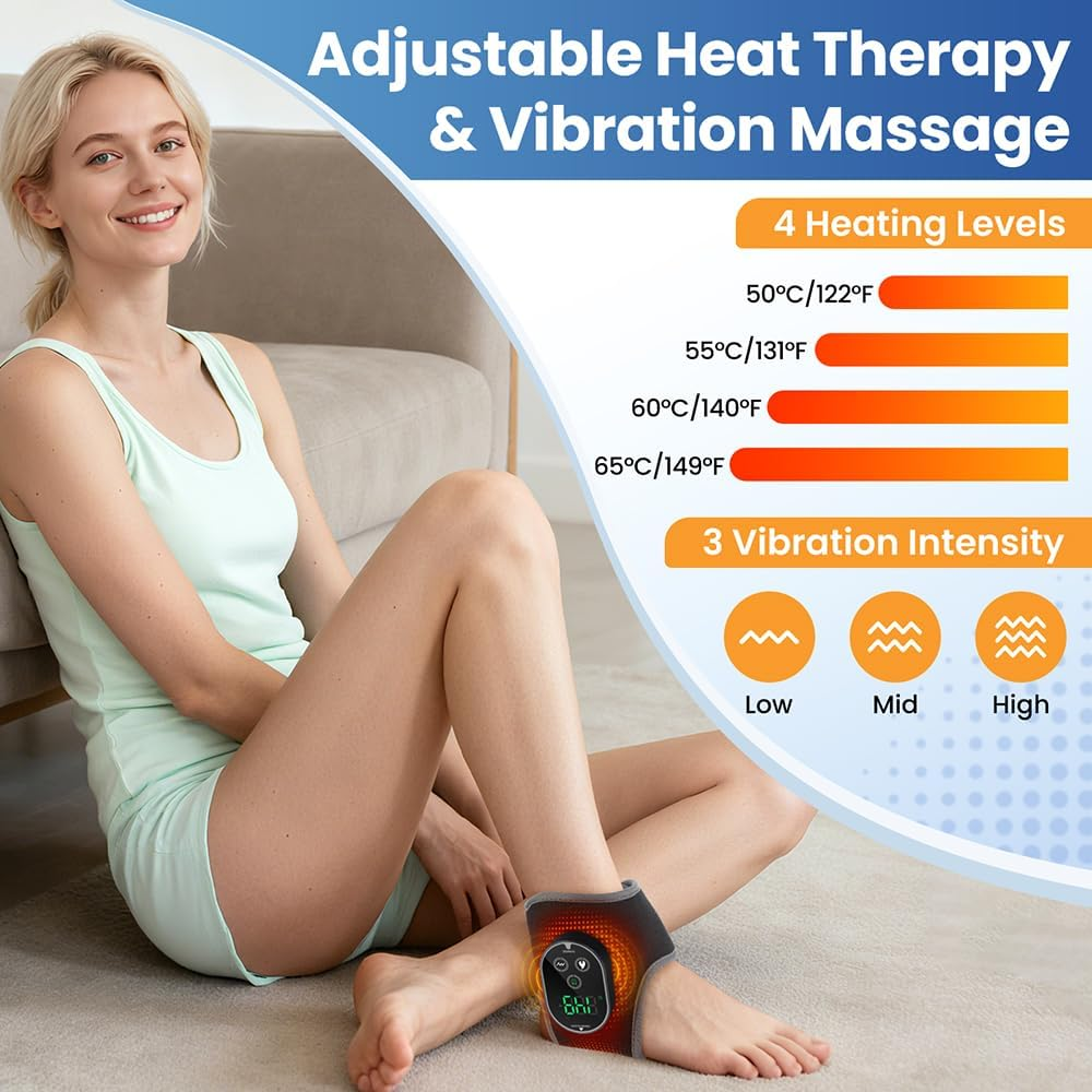 Foot Massager for Pain Relief with Heat - Heated Ankle Massager Wrap Brace | Therapeutic Foot Warmer for Circulation & Recovery