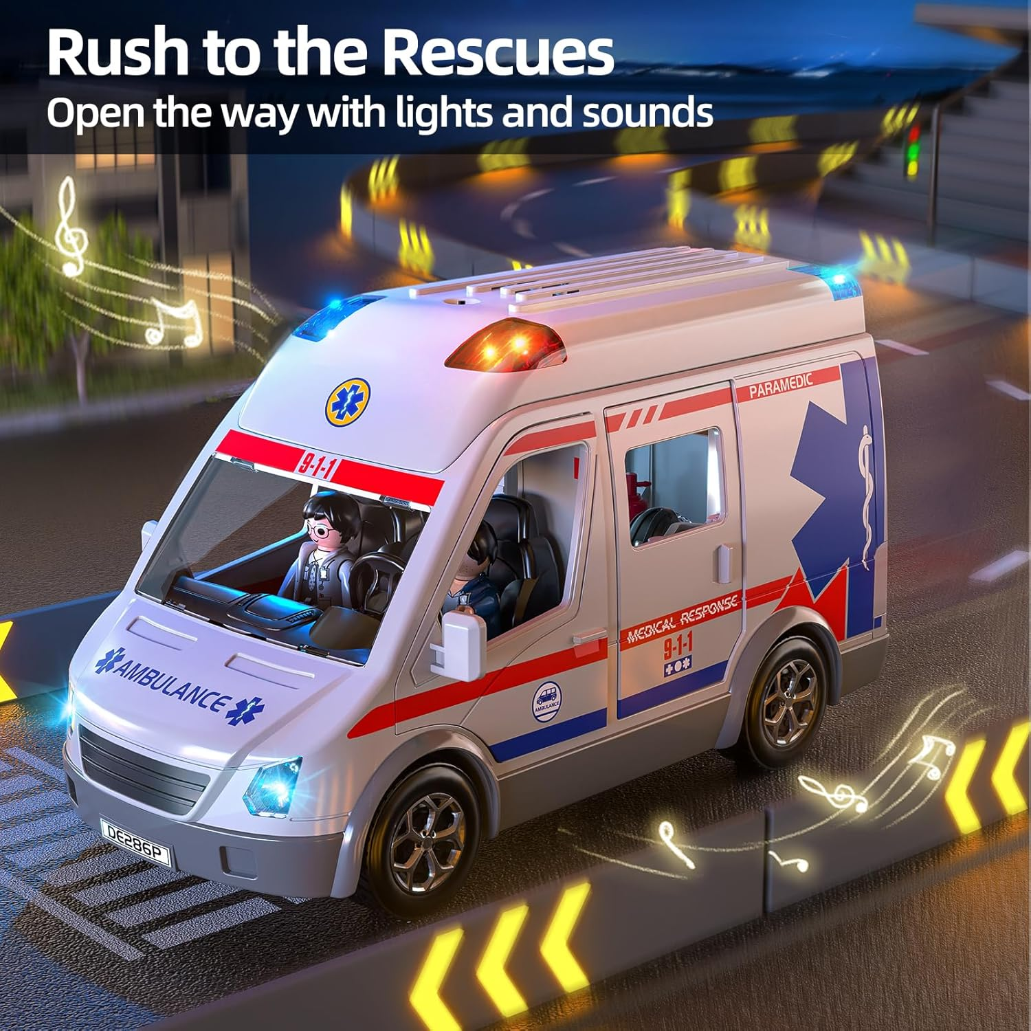 Paramedic Ambulance Playset - Medical Response Vehicle with 6 Opening Doors & 4 Figures