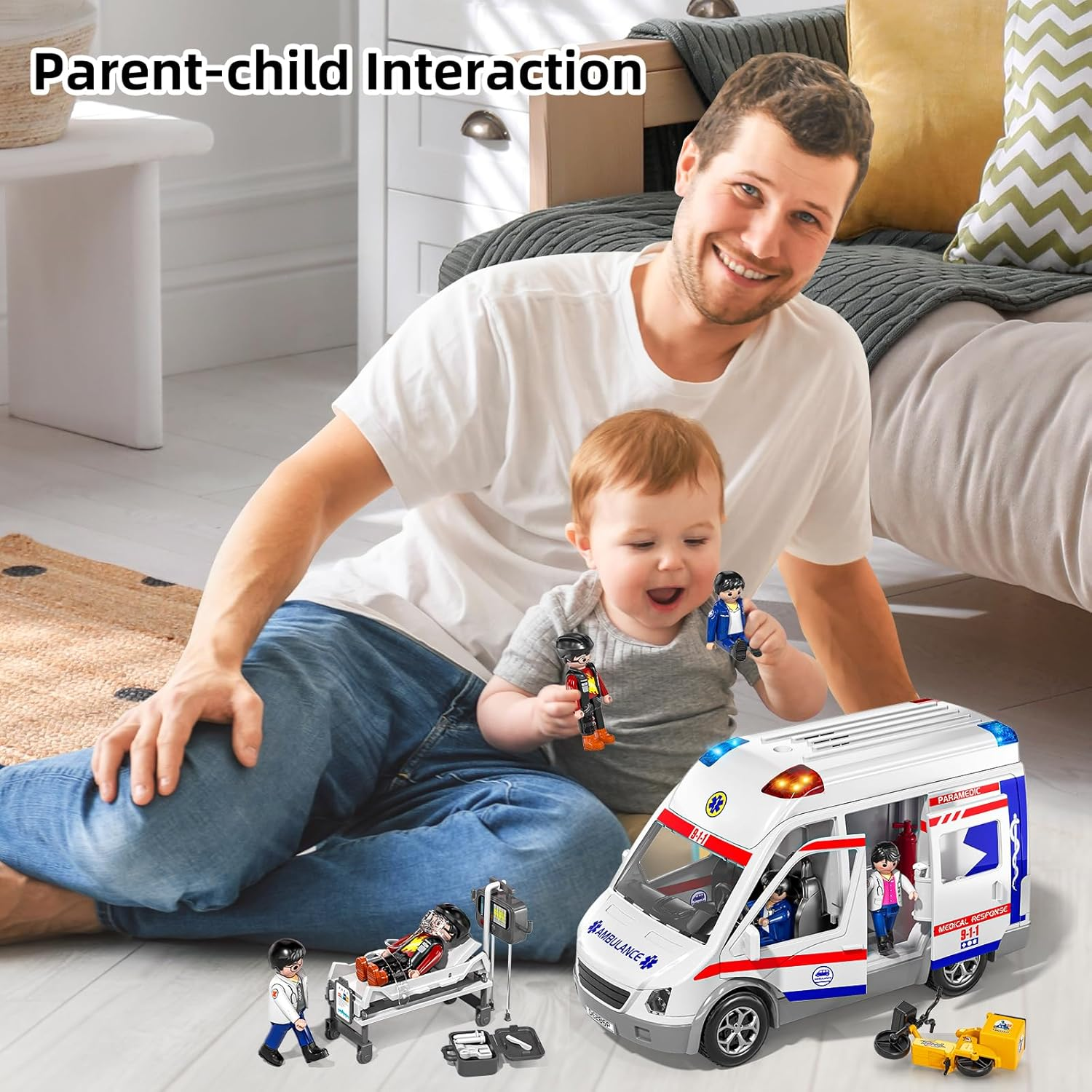 Paramedic Ambulance Playset - Medical Response Vehicle with 6 Opening Doors & 4 Figures