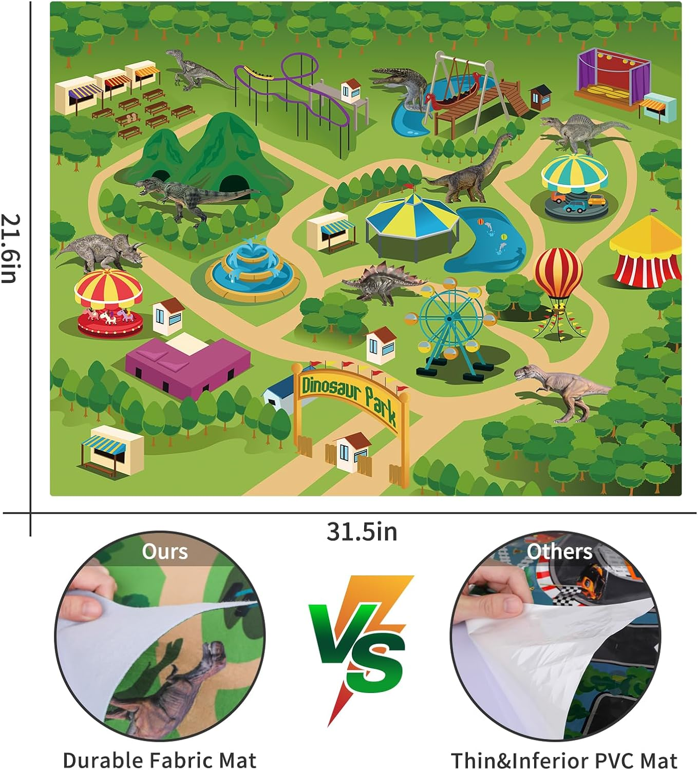 Dinosaur Transport Truck Playset - Triceratops Carrier with 12 Dinosaurs, Openable Cage & Park Map