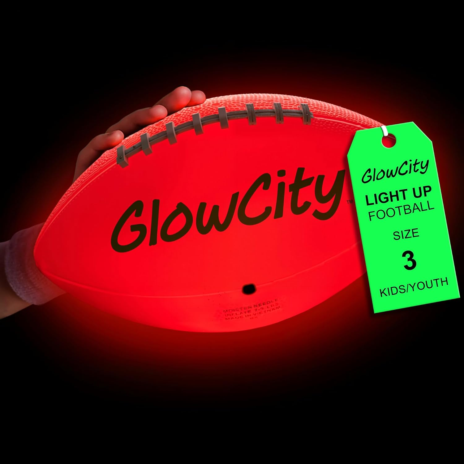 GlowCity LED Light Up Football - Youth Size 3 - Glow in the Dark Football with Batteries & Tool Included for Night Games