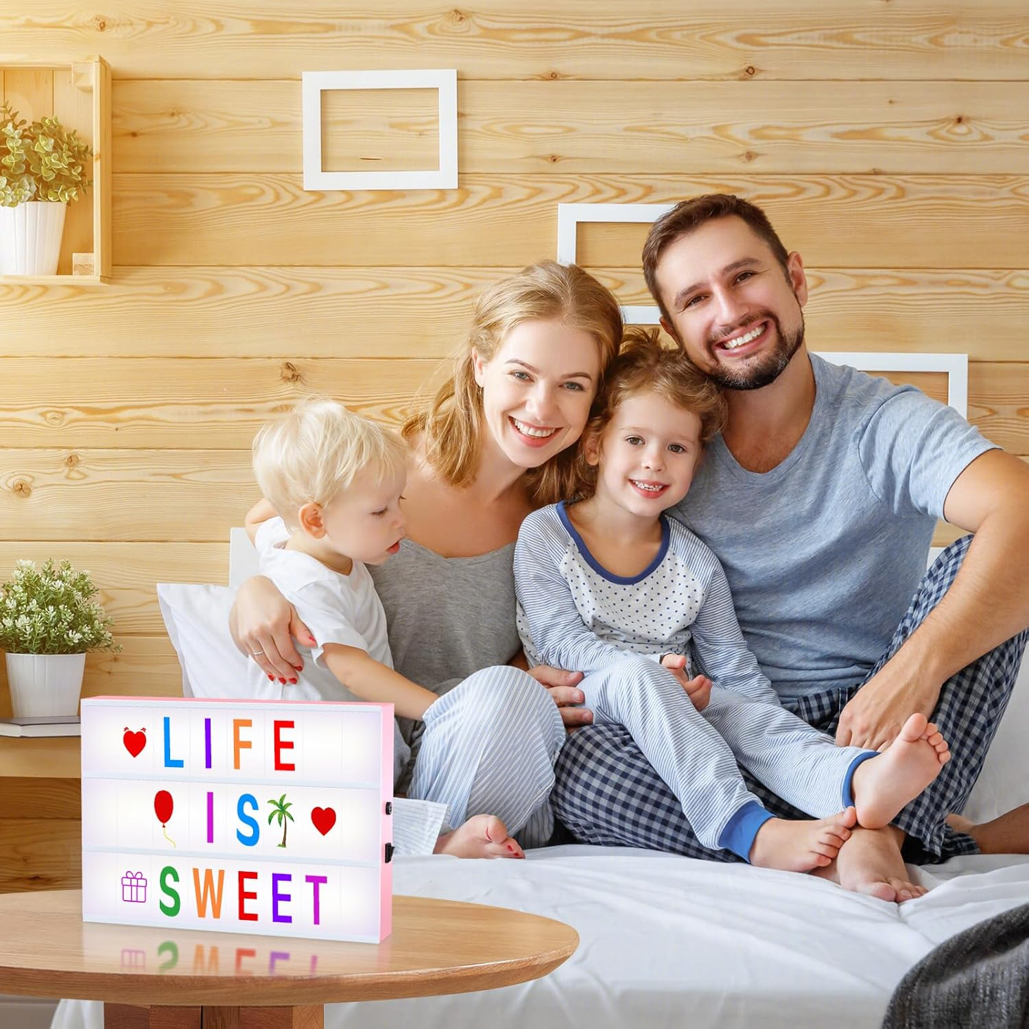 LED Light Box Sign with Letters - Pink Cinematic Light Up Message Board with 230 Colorful Letters, Emojis & Symbols - USB & Battery Powered