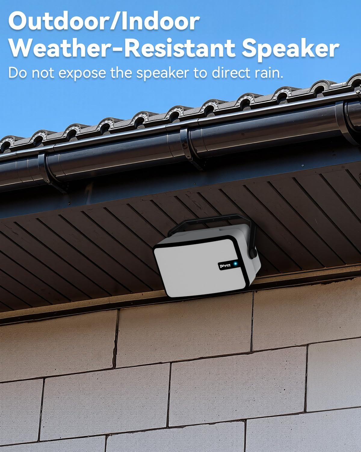 Wireless Bluetooth Wall Mount Speakers - 40W Stereo System Set of 2 with Remote Control for Patio, Garage, Pool & Indoor/Outdoor Use