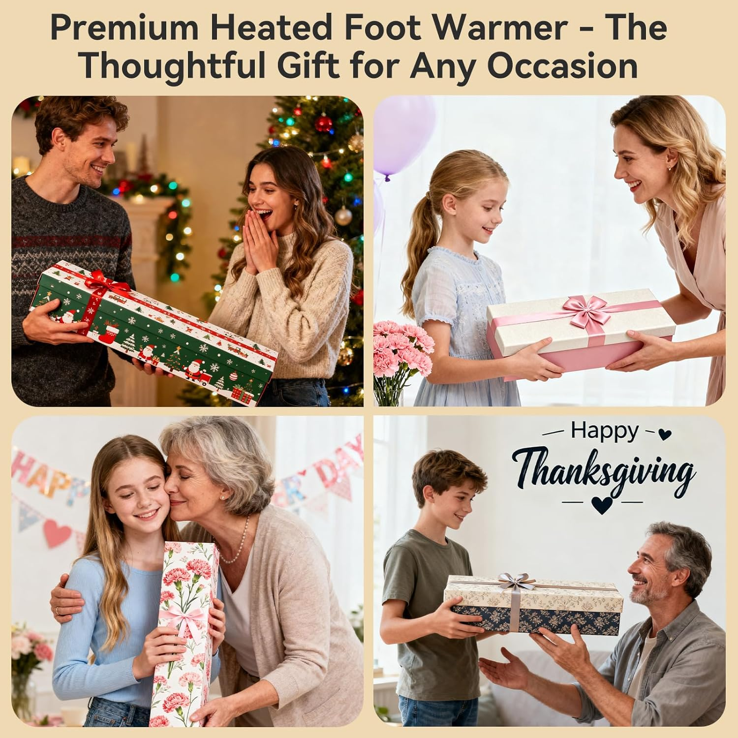 Electric Heated Foot Warmer Pad - 6 Temperature Settings & 4 Timer Options - Machine Washable Heating Pad for Feet, Legs, Back & Shoulders