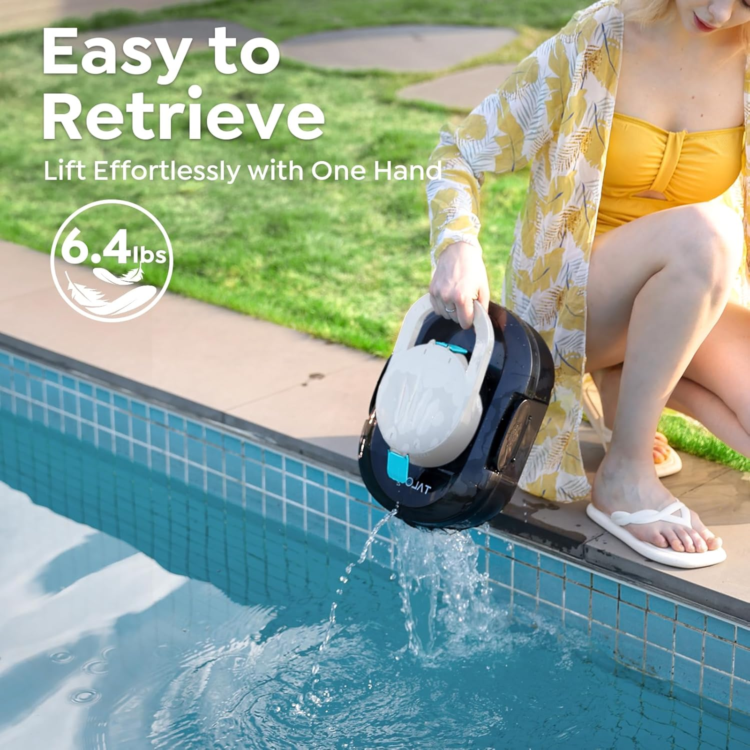 Cordless Robotic Pool Cleaner - Automatic Pool Vacuum with 120 Min Runtime, Dual Motors & Auto Parking for Above Ground Pools