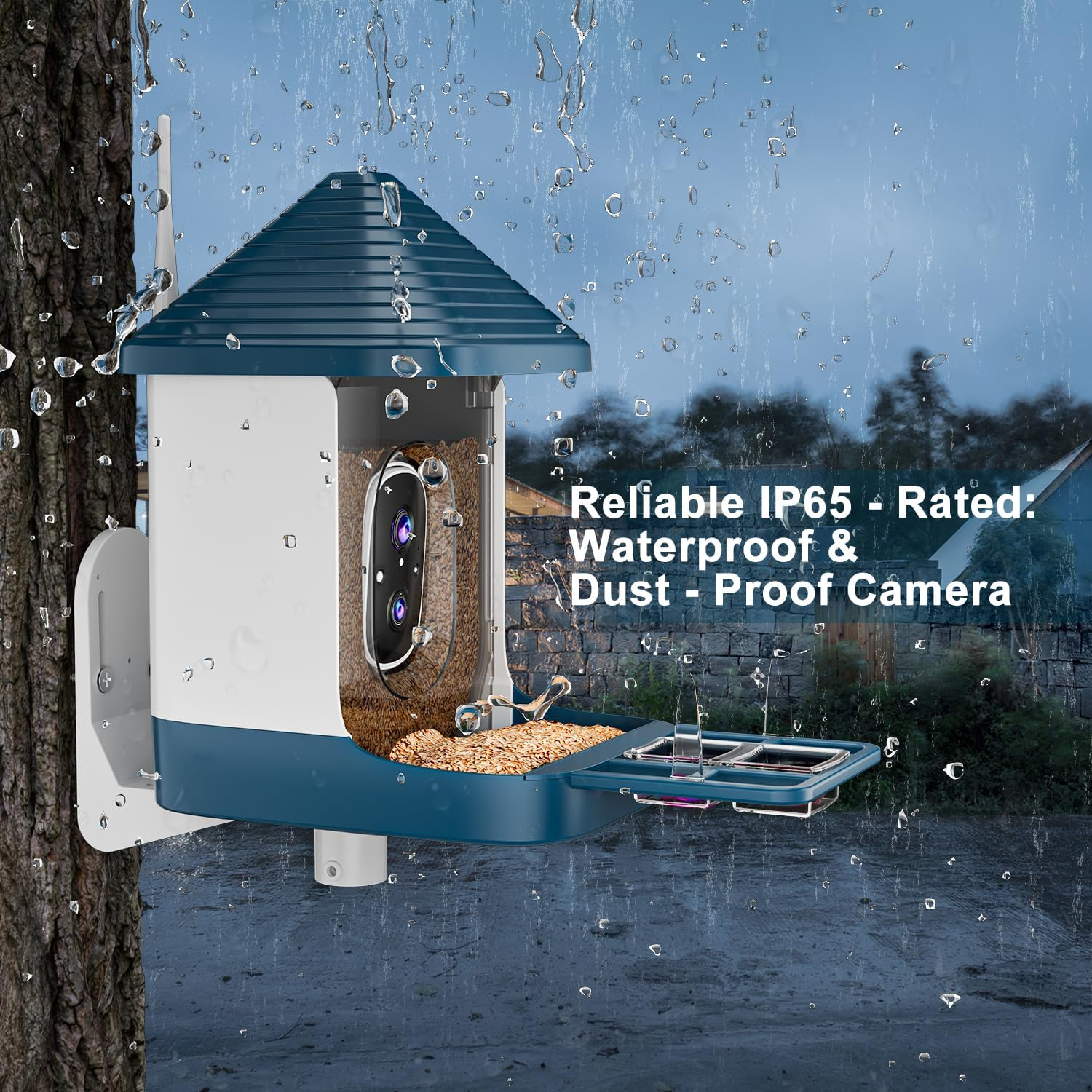 AI Smart Bird Feeder with Camera - Solar Powered 2K HD Bird Watching Camera with Species Recognition for 10,000+ Birds