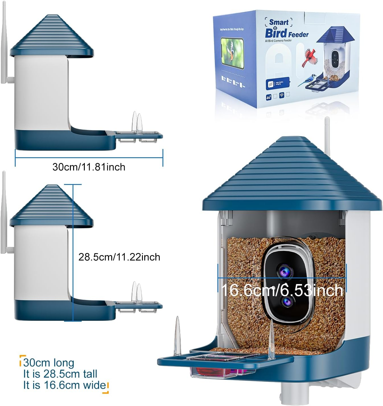 AI Smart Bird Feeder with Camera - Solar Powered 2K HD Bird Watching Camera with Species Recognition for 10,000+ Birds