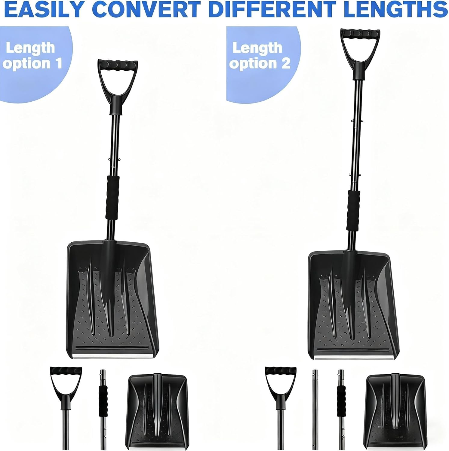 Detachable Portable Snow Shovel - Collapsible Emergency Car Shovel with D-Grip Handle & Storage Bag