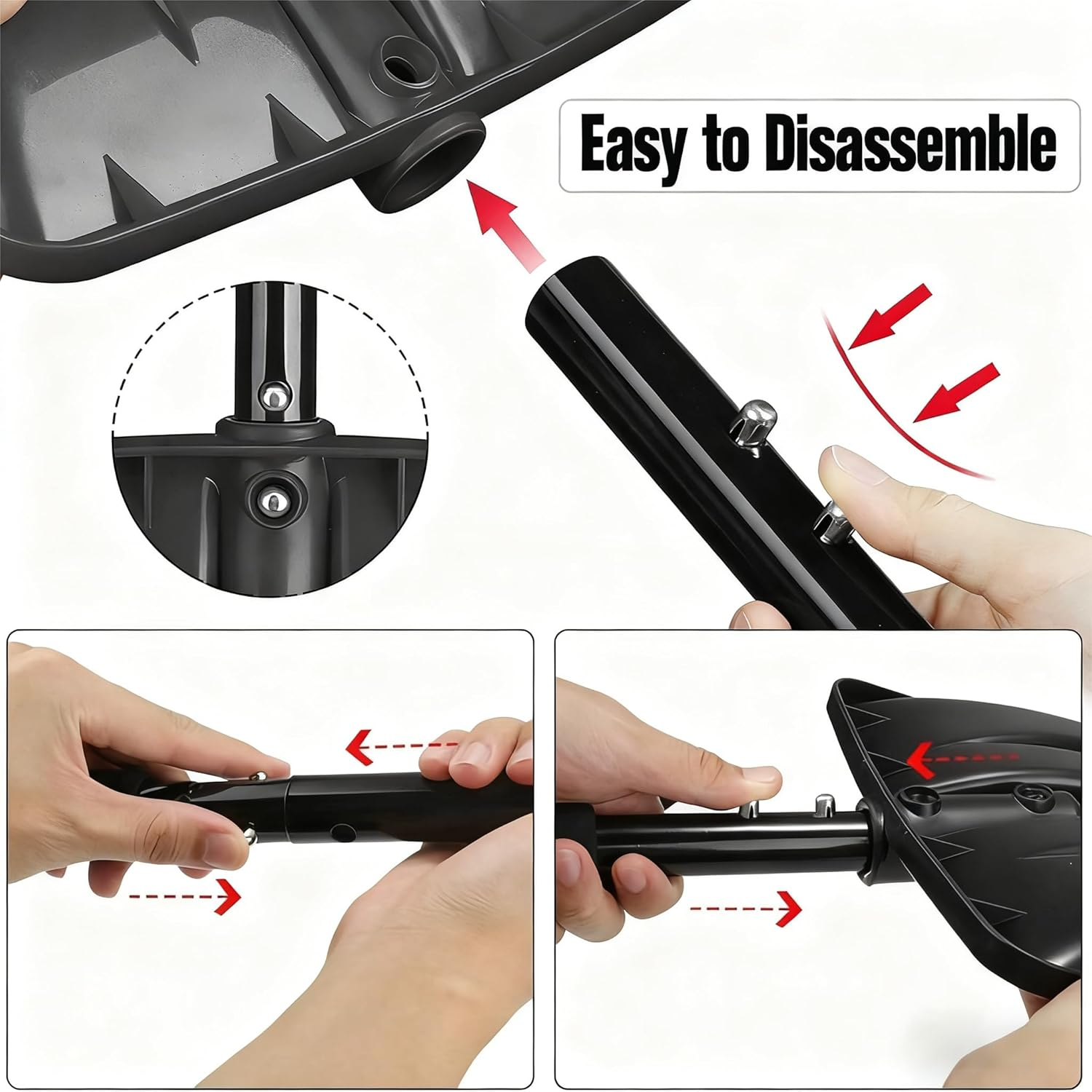 Detachable Portable Snow Shovel - Collapsible Emergency Car Shovel with D-Grip Handle & Storage Bag