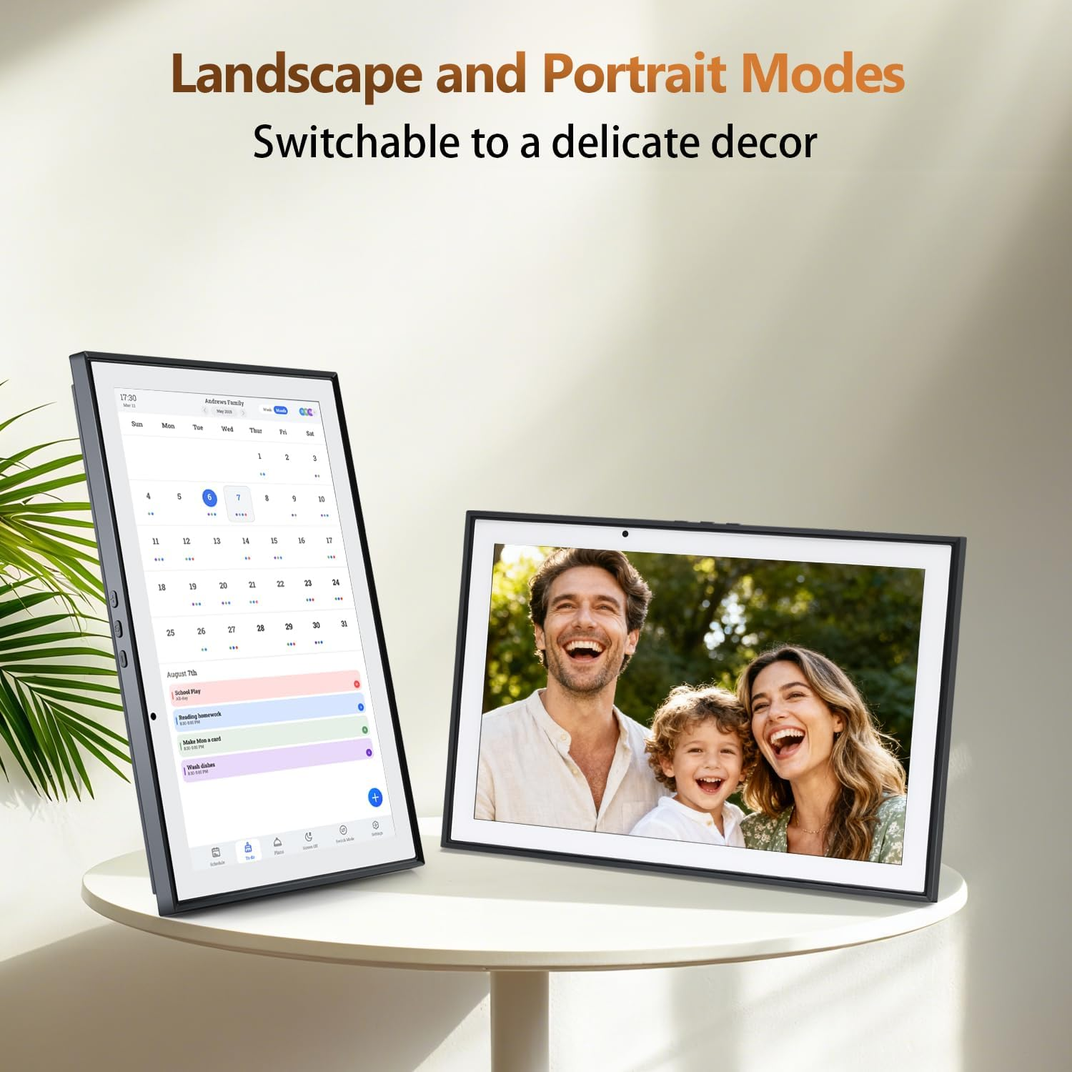 Smart Digital Family Calendar - WiFi Sync, Chore Chart, Meal Planner & Photo Frame with Free App