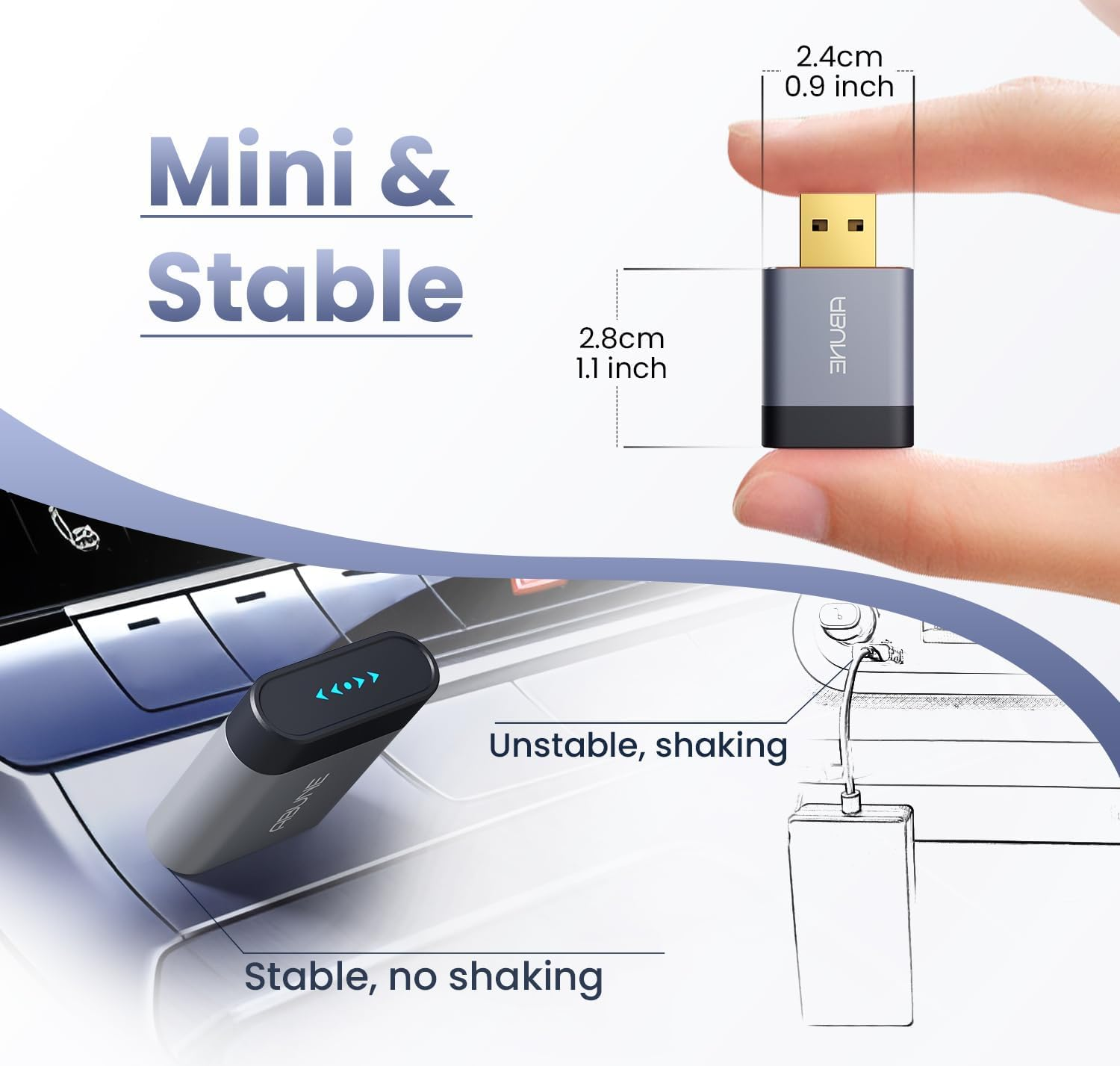 Wireless CarPlay Adapter - USB Dongle for Wired CarPlay & Android AutoUNE | Plug & Play 5-Second Connect