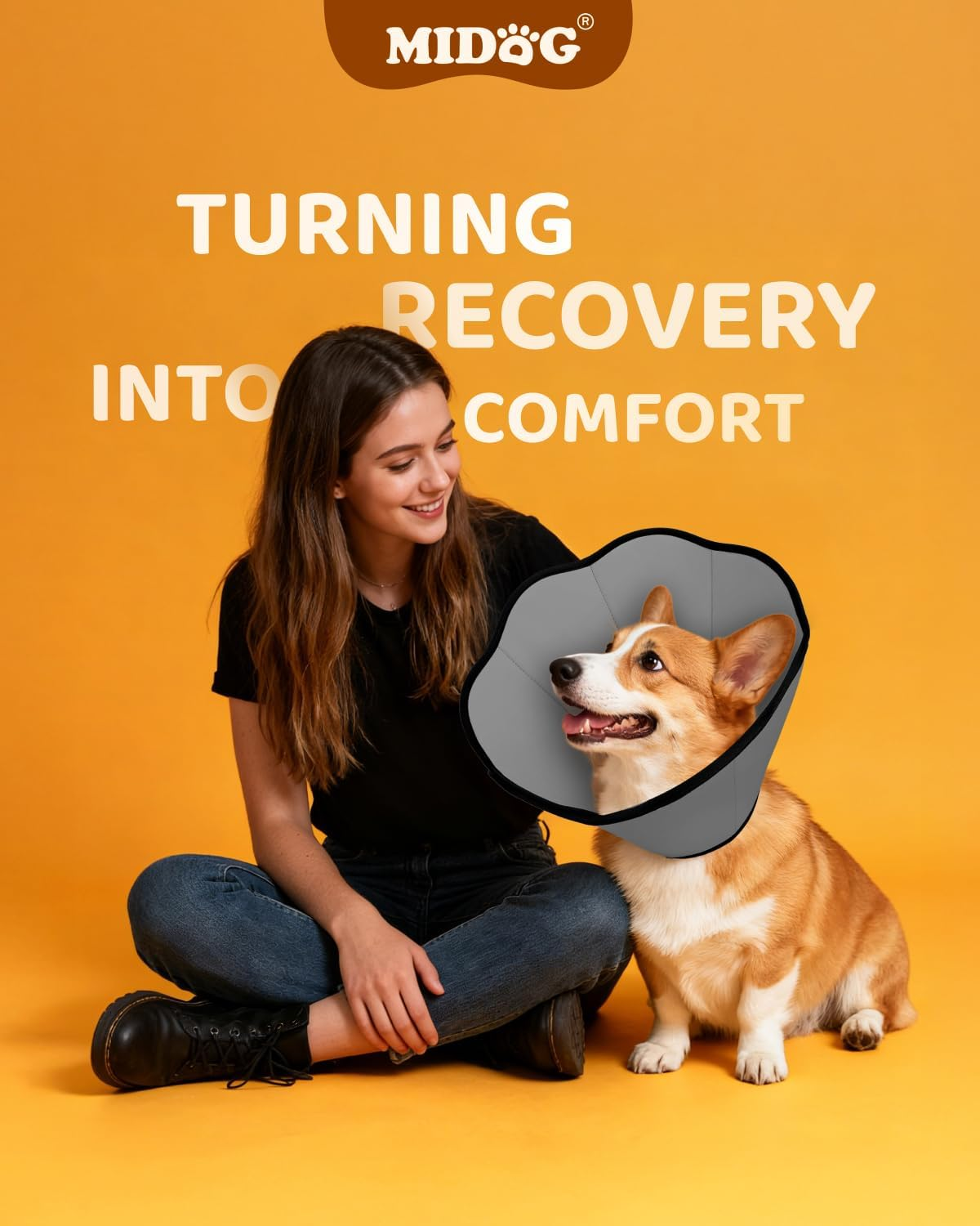 Soft Dog Recovery Collar - 360° Protection, Featherlight Cone Alternative, Machine Washable