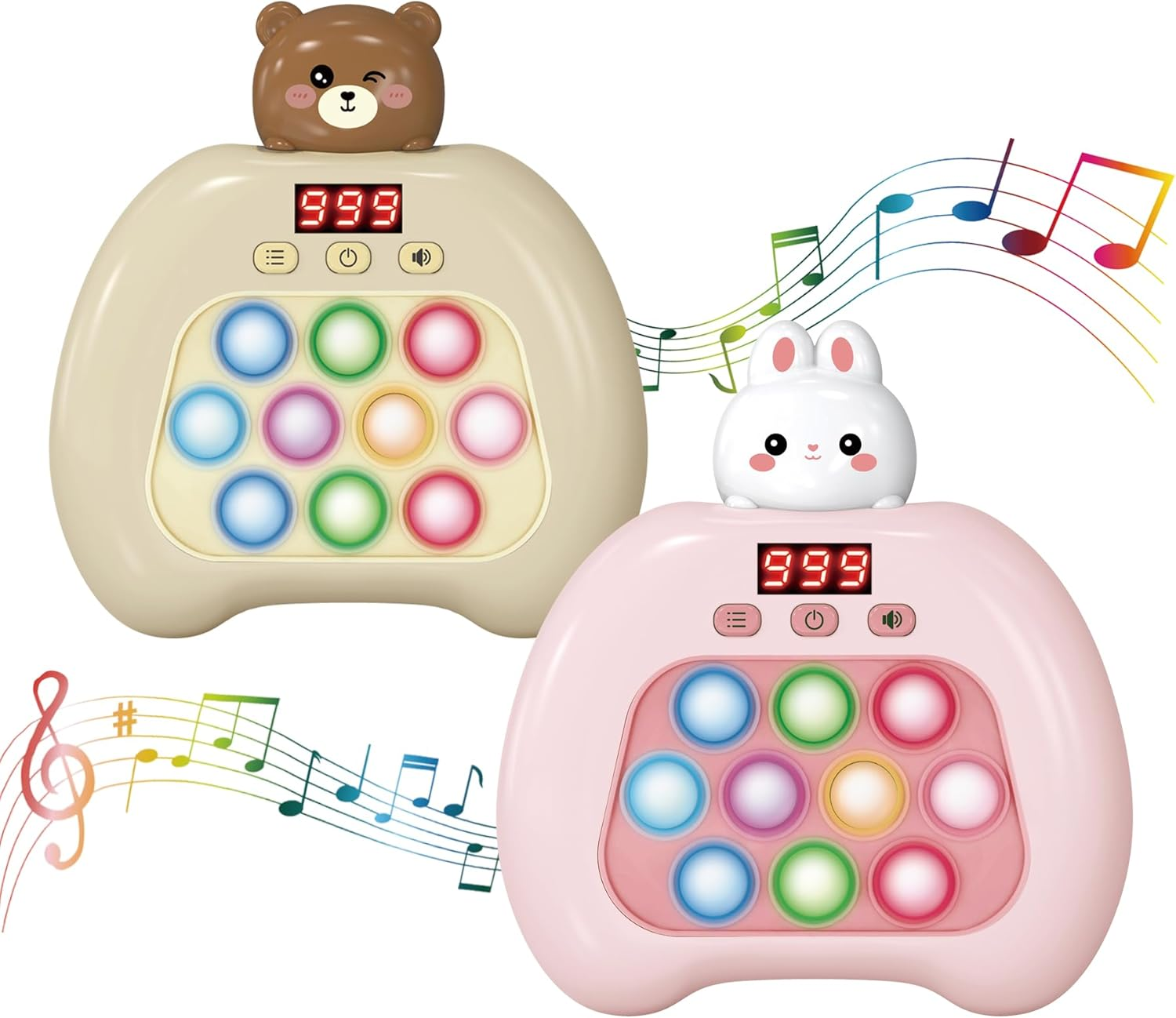 Quick Press Game Console - 45 Modes, Two-Player Battle, Memory & Piano Games with LED Display