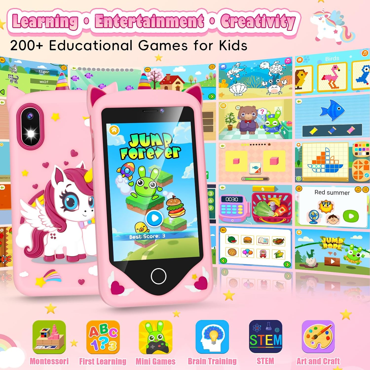 Kids Smartphone - Educational Learning Phone with 200+ Games, WiFi, Camera & Parental Controls