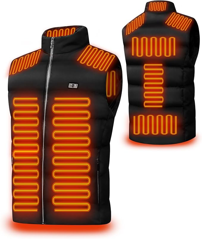 Heated Vest - Electric Warming Vest with 11 Heating Zones, 6 Temperature Levels & USB/DC Charging