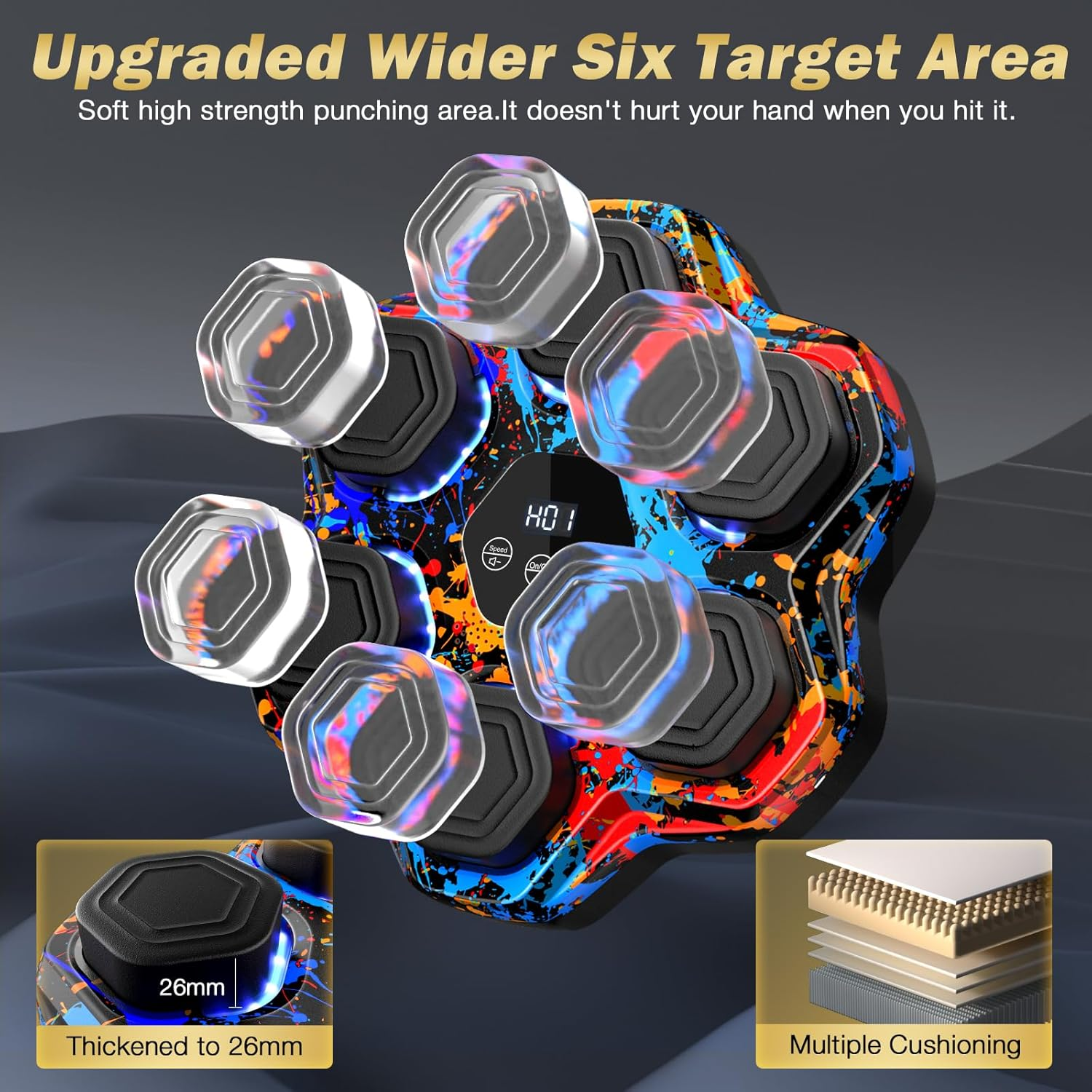 Smart Music Boxing Machine - Bluetooth Wall-Mounted Trainer with 9 Modes, 9 Speeds & LED Lights