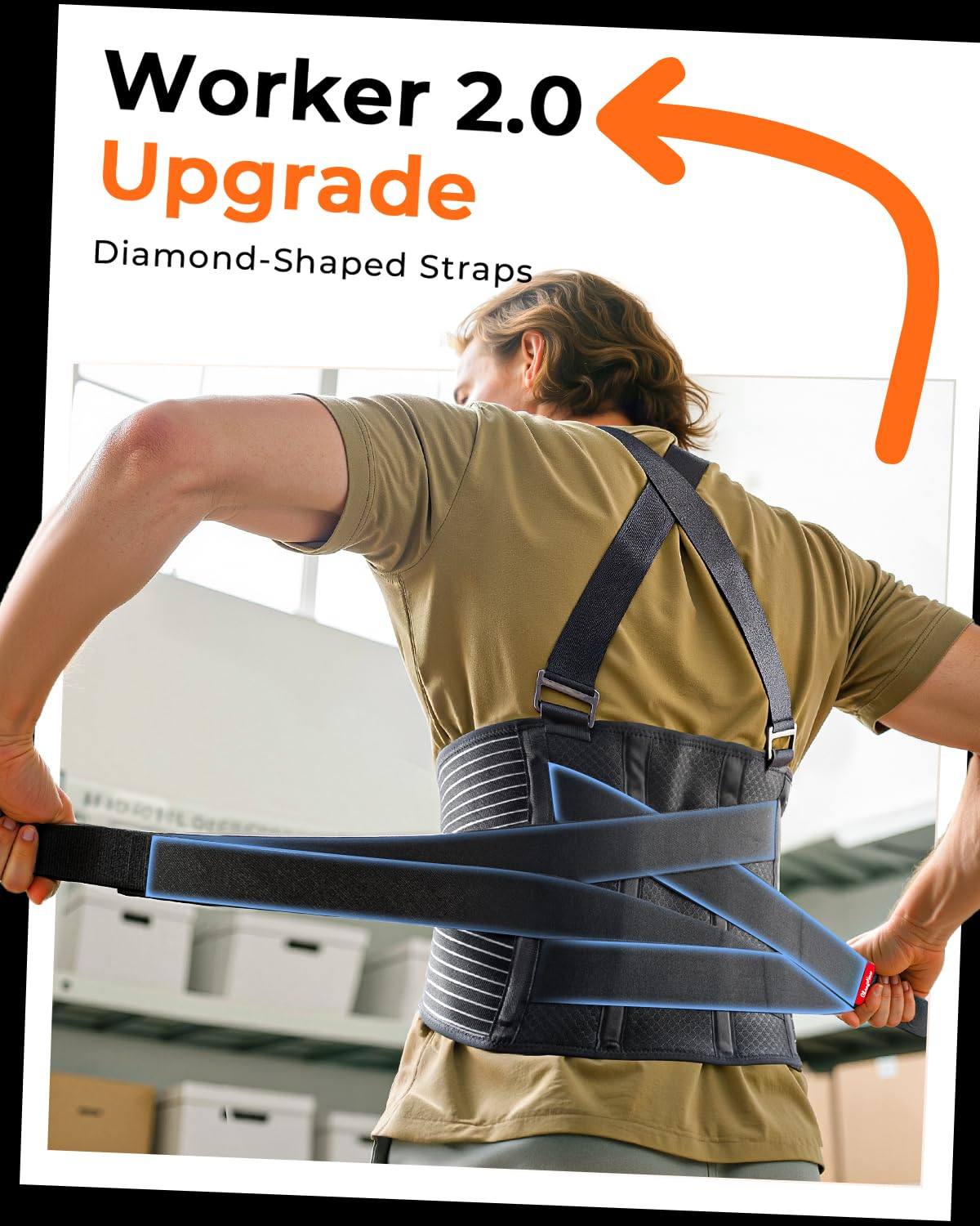 Lower Back Support Brace - Adjustable Lumbar Belt with Removable Straps & Breathable Mesh