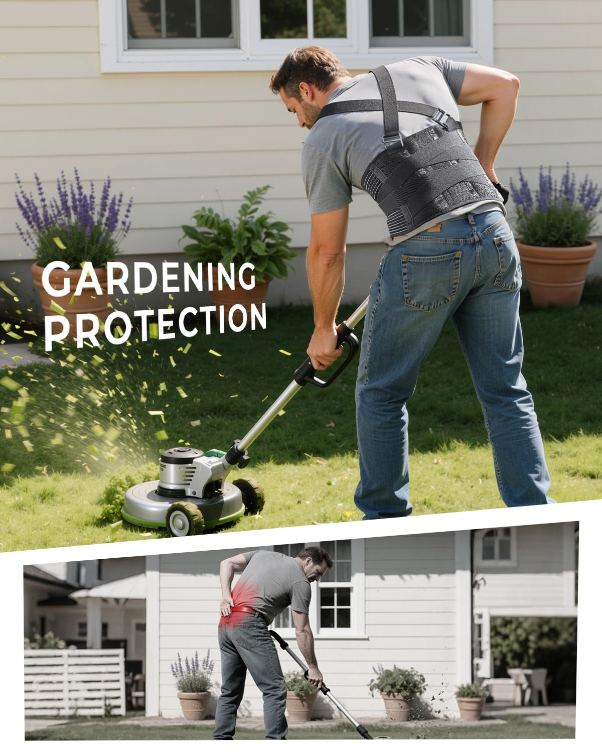 Lower Back Support Brace - Adjustable Lumbar Belt with Removable Straps & Breathable Mesh