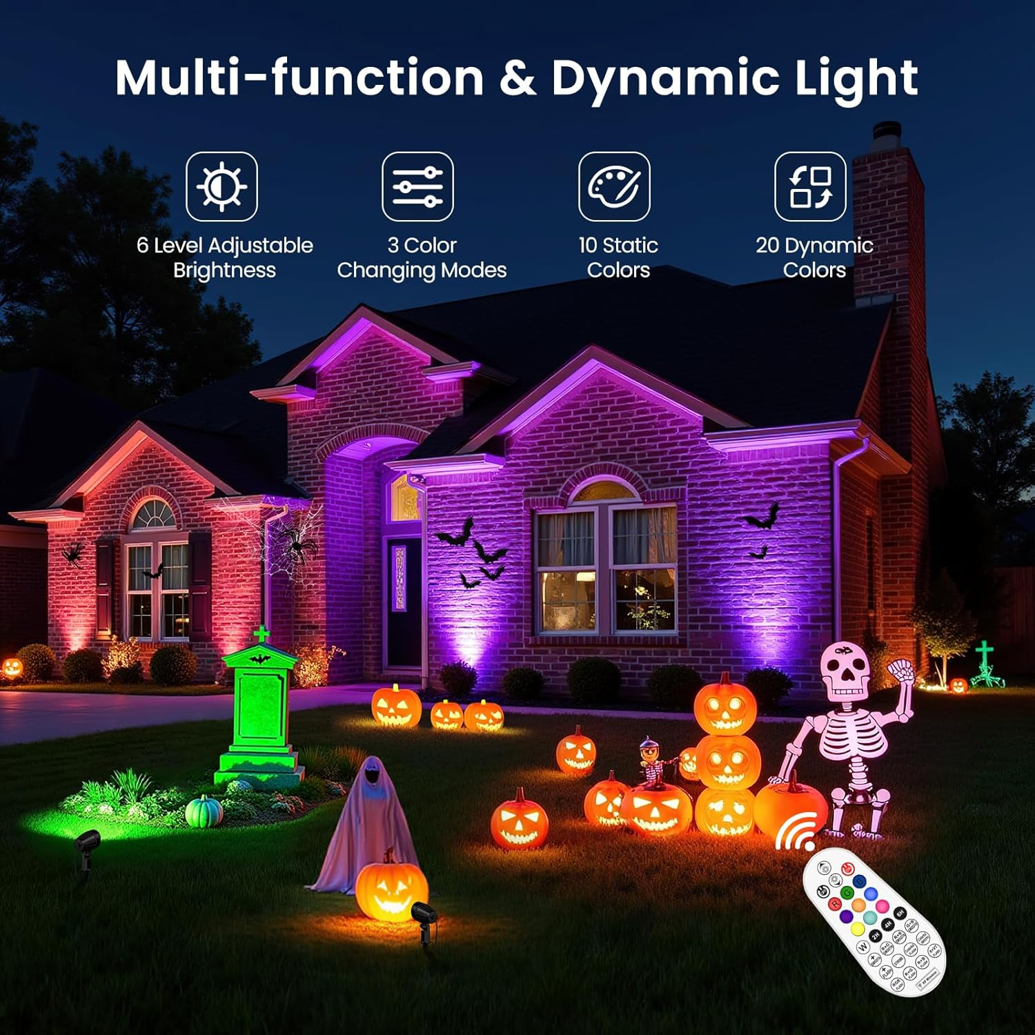 RGB Landscape Spotlights 4-Pack - Color Changing LED Outdoor Lights with Remote & Timer | IP66 Waterproof