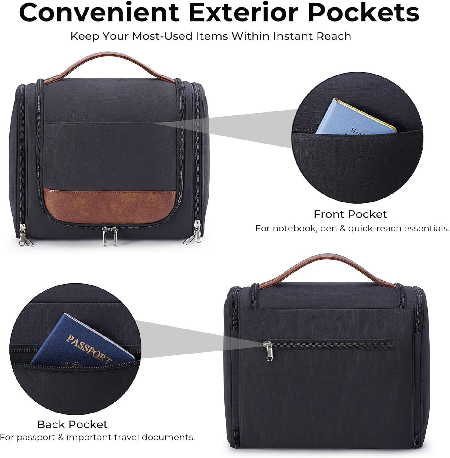 Men's Hanging Toiletry Bag - Large Travel Organizer with 18 Pockets & 360° Rotating Hook